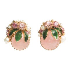 Miriam Haskell Bouquet Clip Earrings