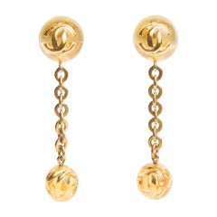 Vintage CHANEL  Gold and Lucite Drop CC Logo Earrings