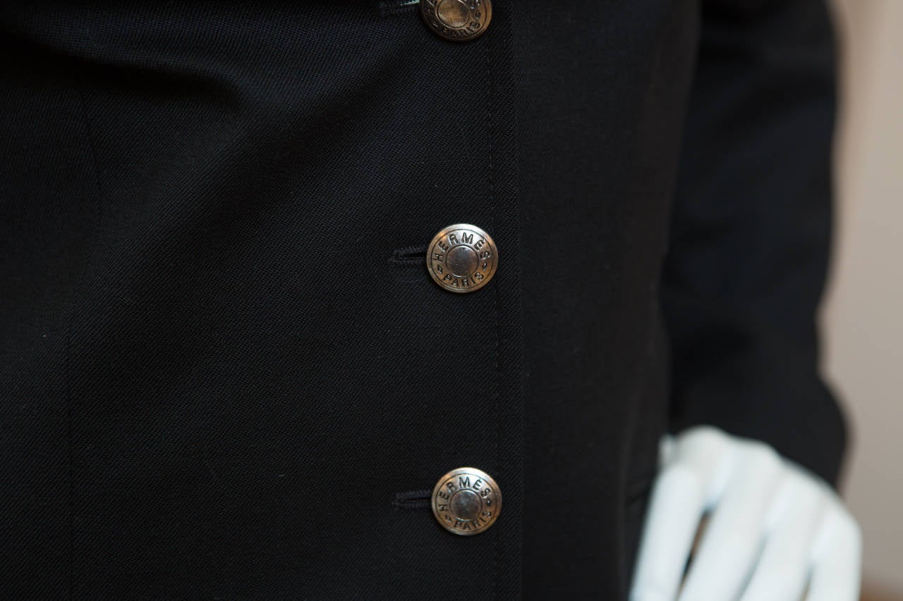 Women's HERMES Vintage Black Blazer with Velvet Collar