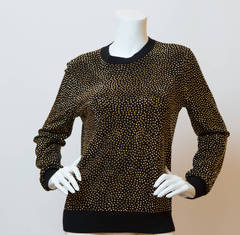 Michael Kors Black Cashmere Sweater with Gold Studs