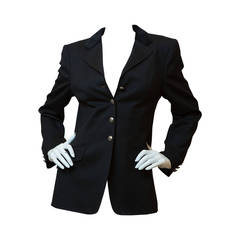 HERMES Vintage Black Blazer with Velvet Collar