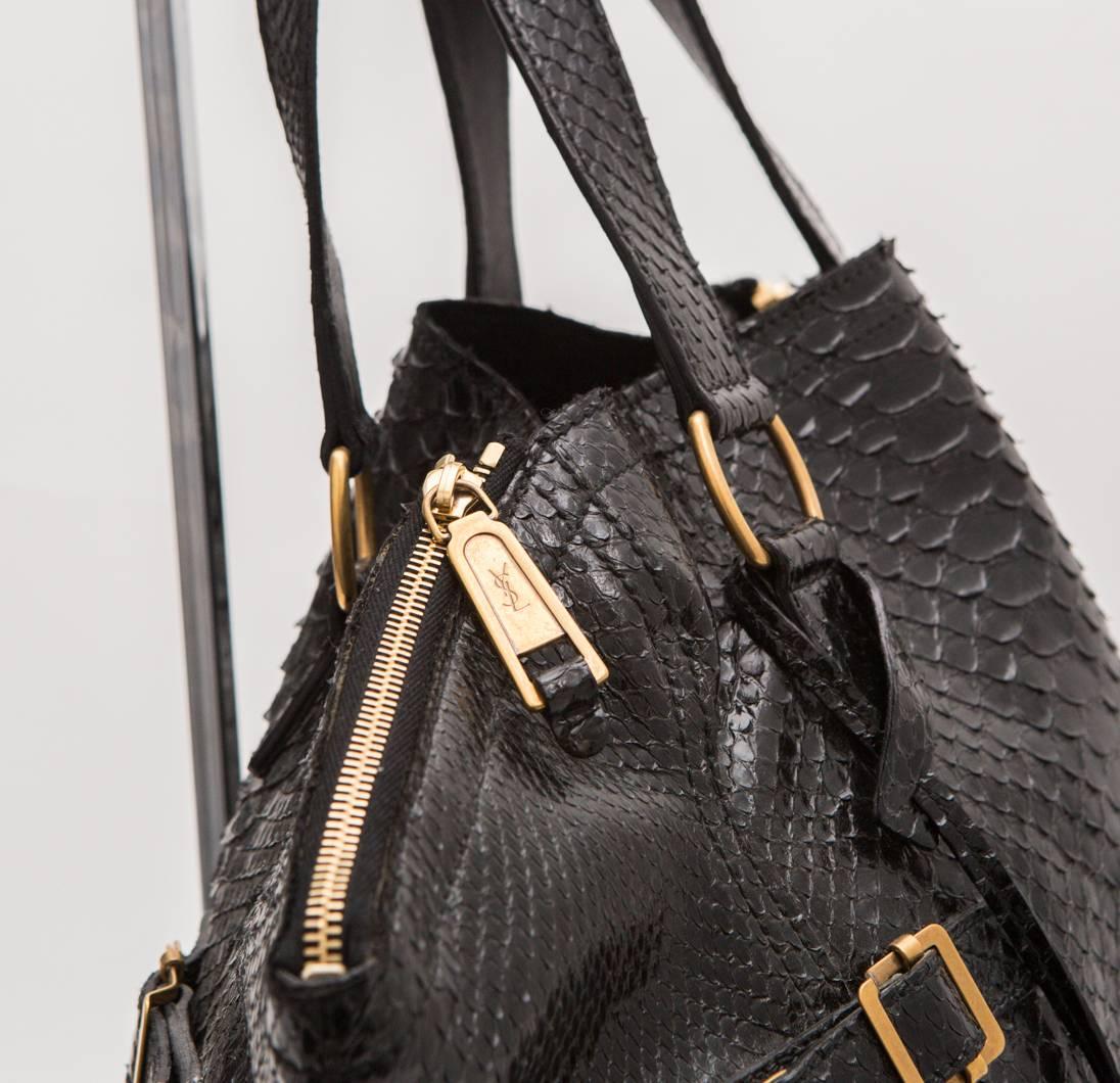 YSL Black Python 'Downtown Tote'  Bag 1