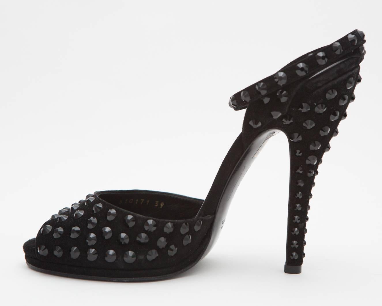 Gucci Black Open-Toe Stiletto Sandals 1