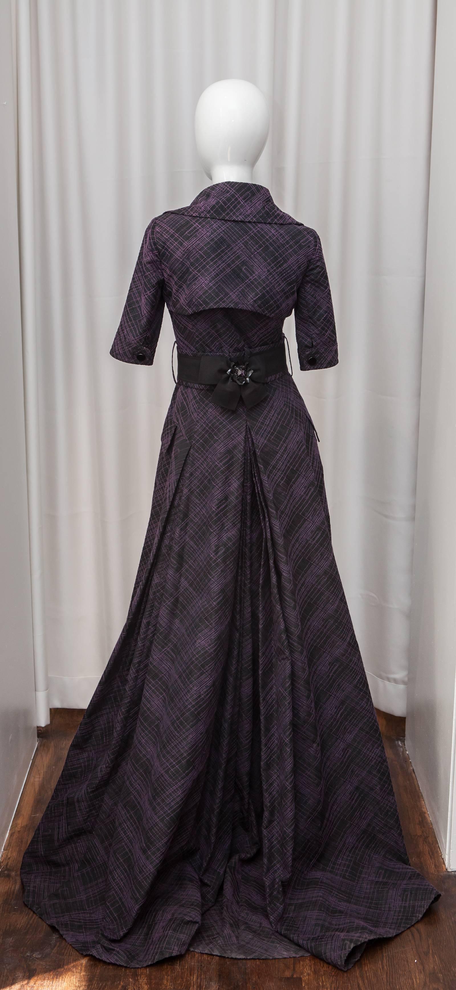 Carolina Herrera Purple and Black Patterned Gown 5