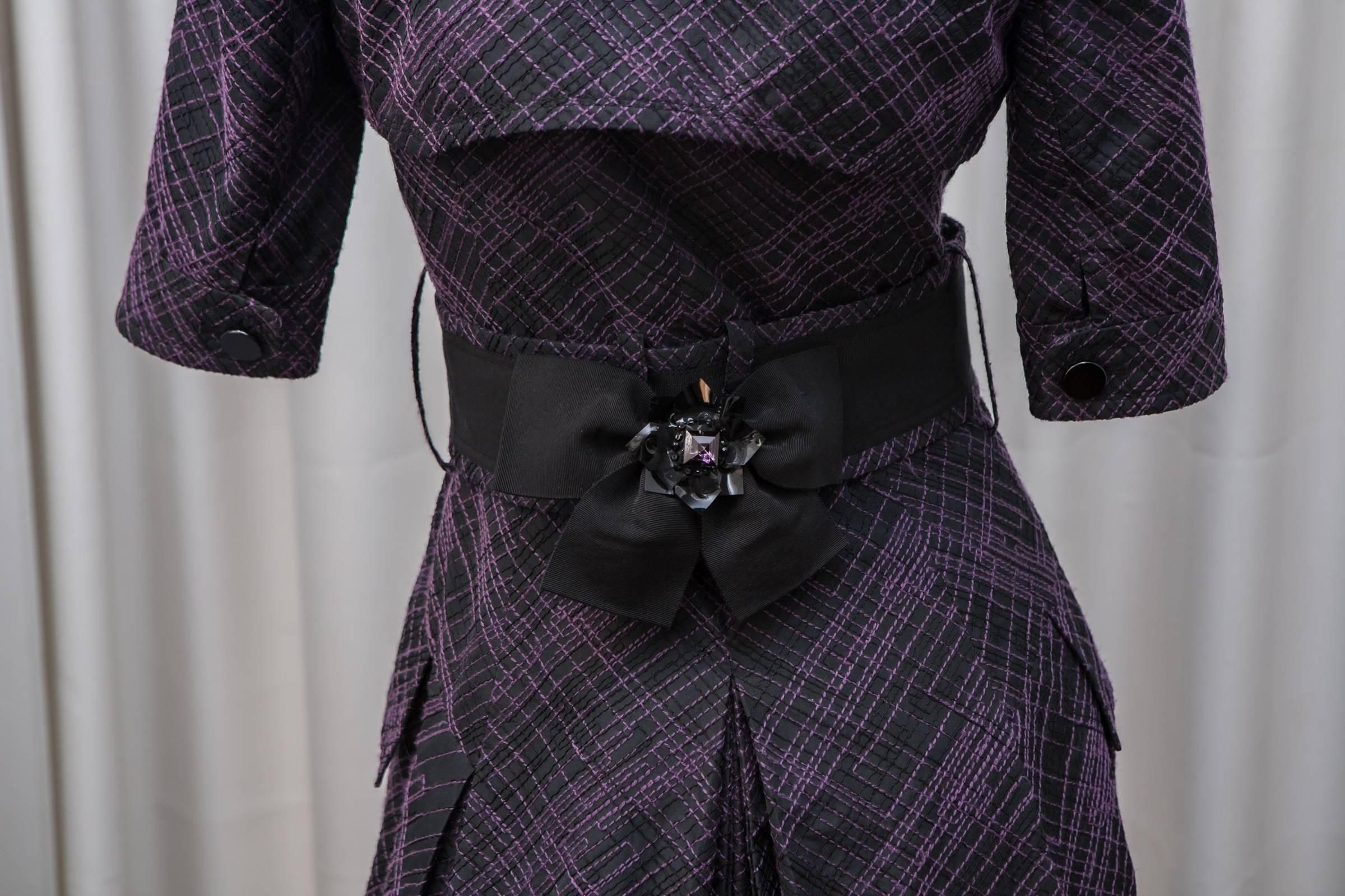 Carolina Herrera Purple and Black Patterned Gown 4