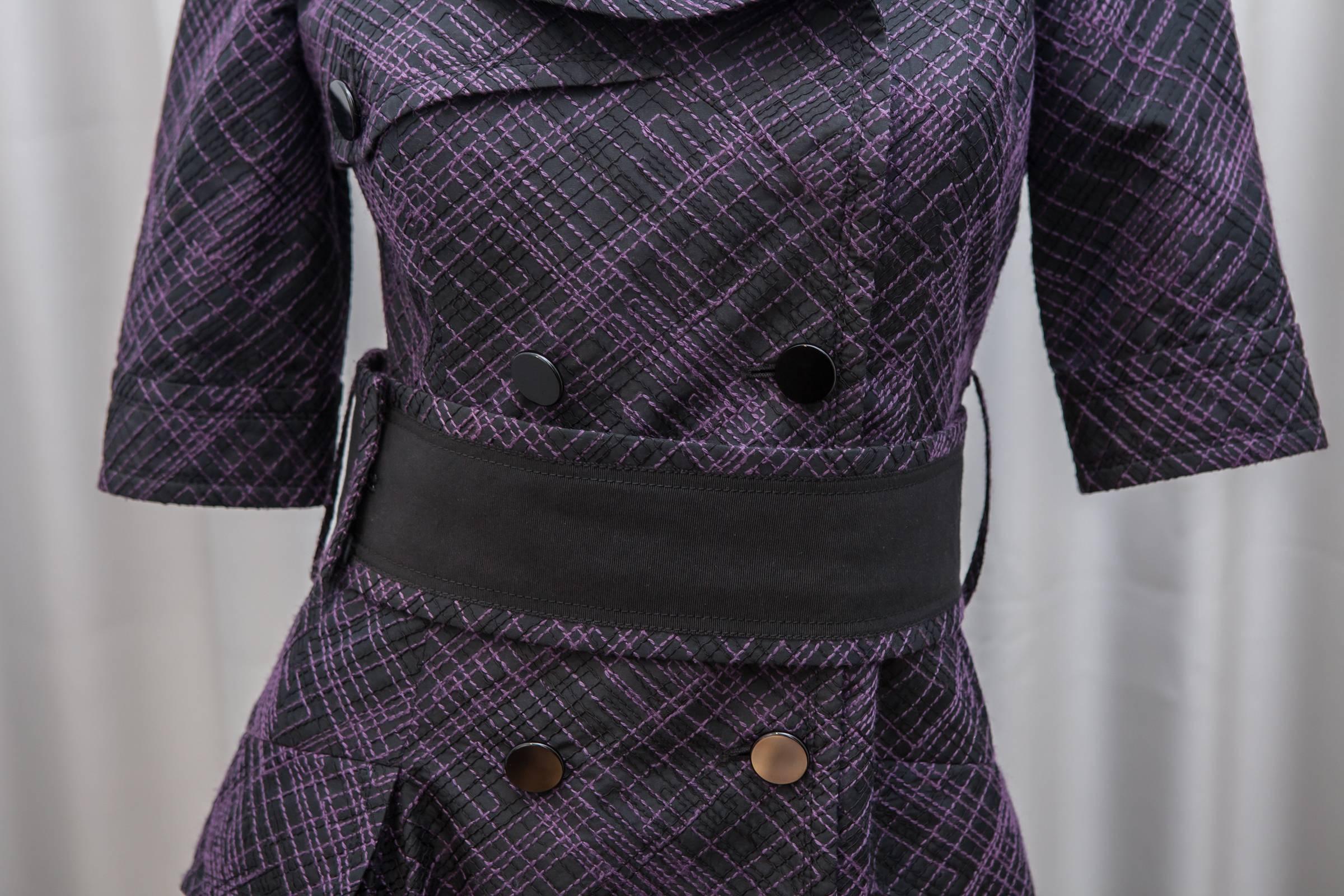 Carolina Herrera Purple and Black Patterned Gown 3