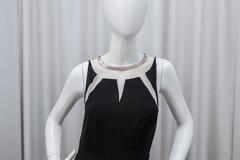 Rachel Gilbert Black Gown with Nude Mesh Cutout Detail