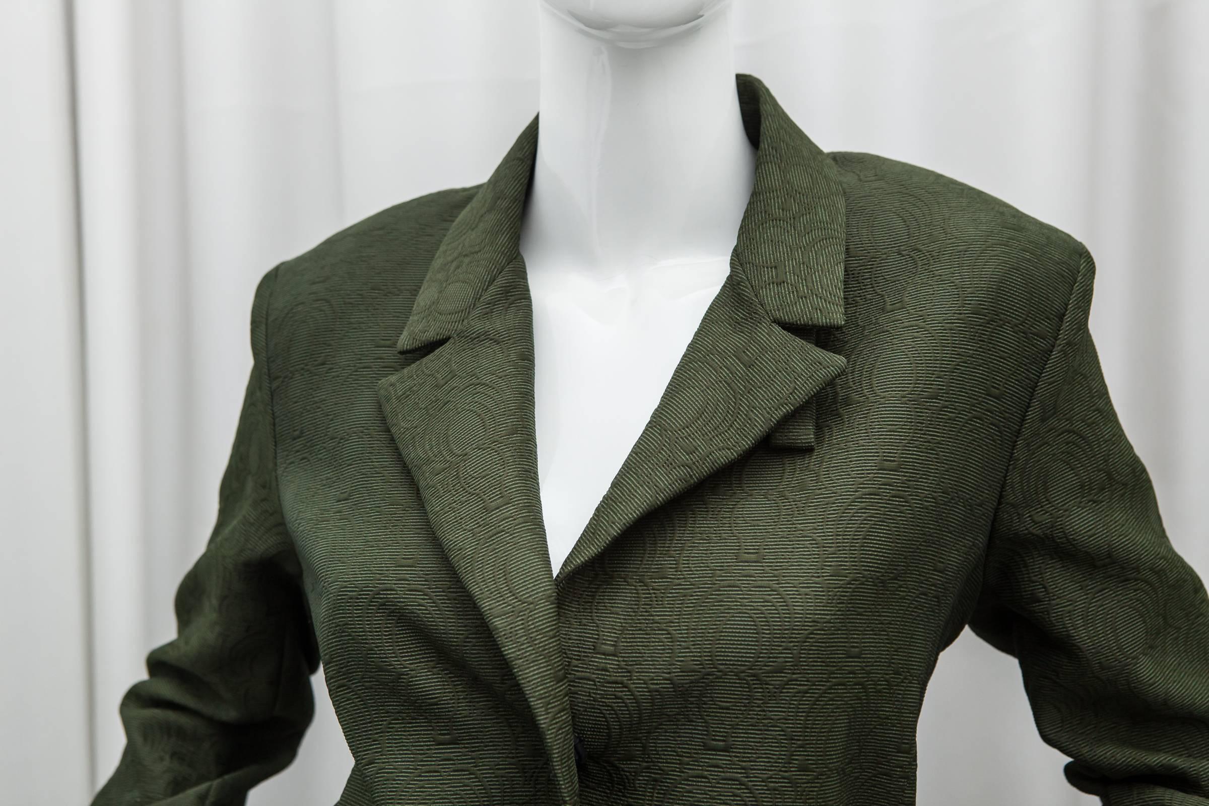 Yves Saint Laurent Loden Green Coat  In Excellent Condition In Bridgehampton, NY