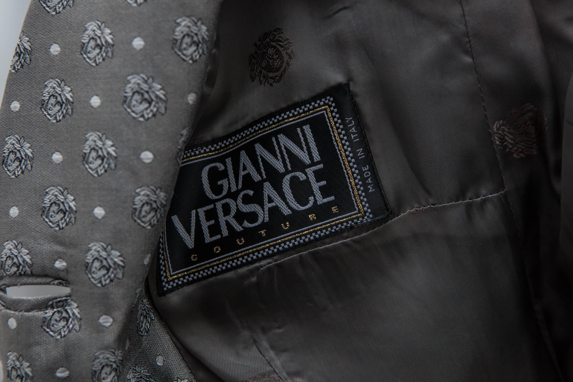 Gianni Versace  Silver Vintage 80's Blazer  In Excellent Condition In Bridgehampton, NY