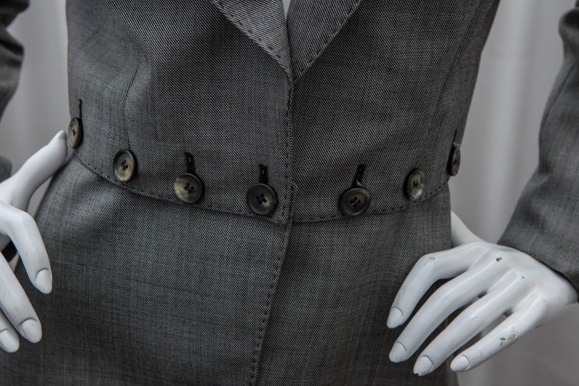 Alexander Mcqueen Grey Blazer with Button Detail  In Excellent Condition In Bridgehampton, NY
