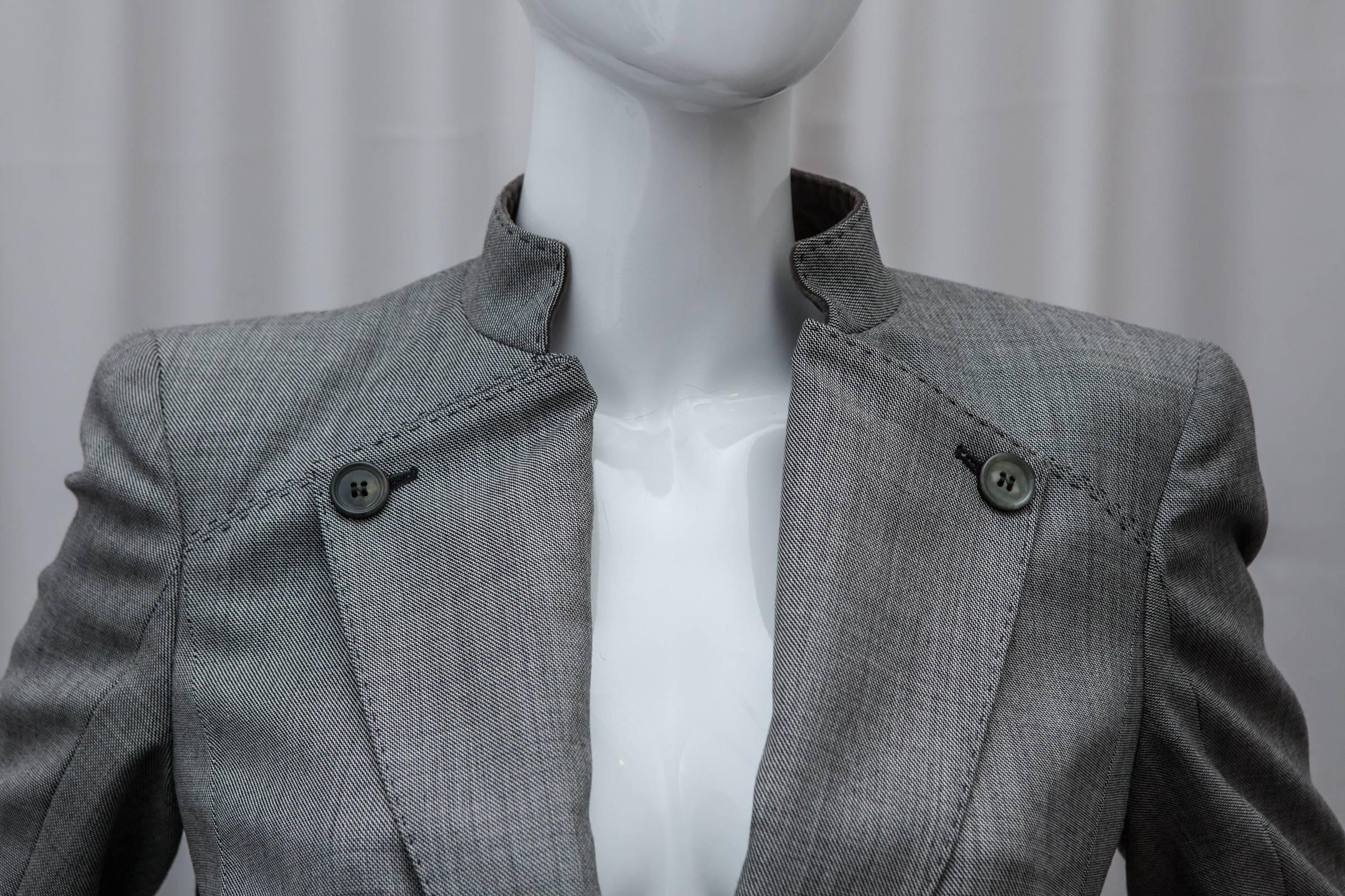 Women's Alexander Mcqueen Grey Blazer with Button Detail 