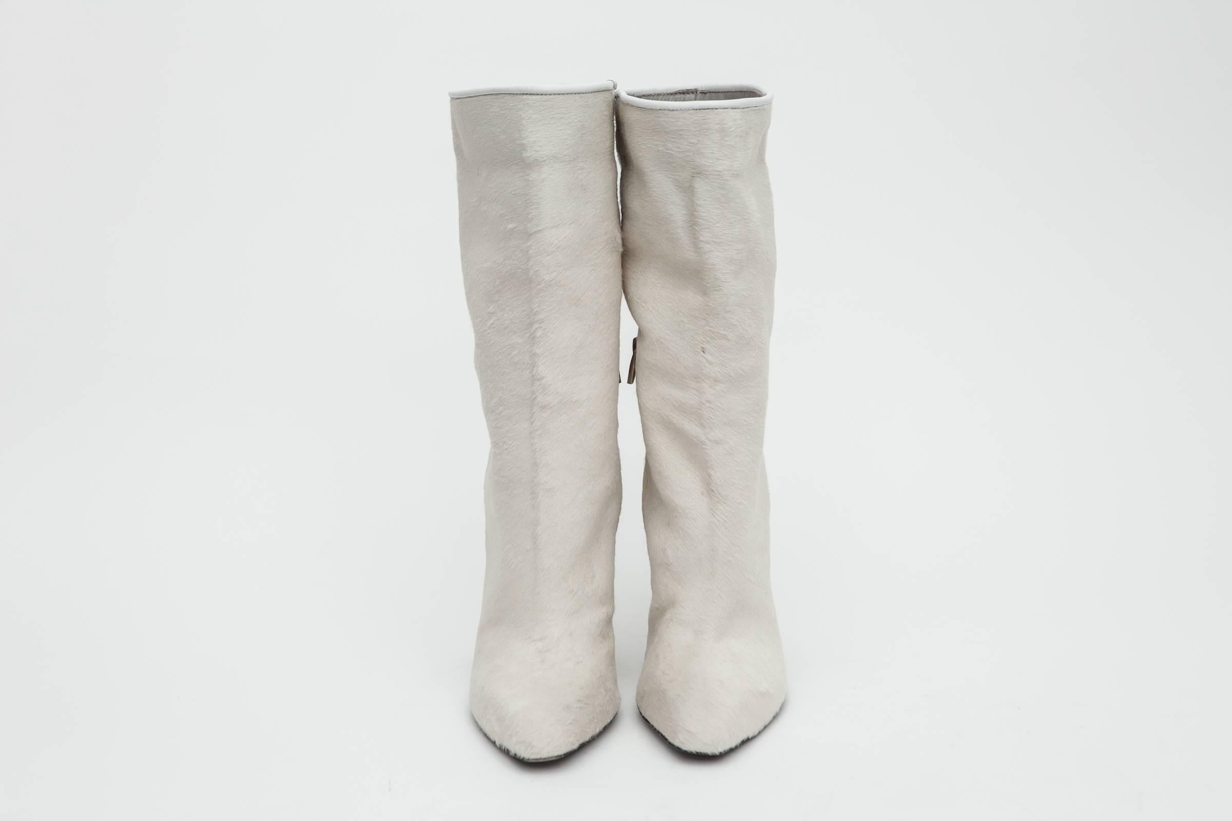 Gray Alexander Wang Ivory Pony Skin Boots