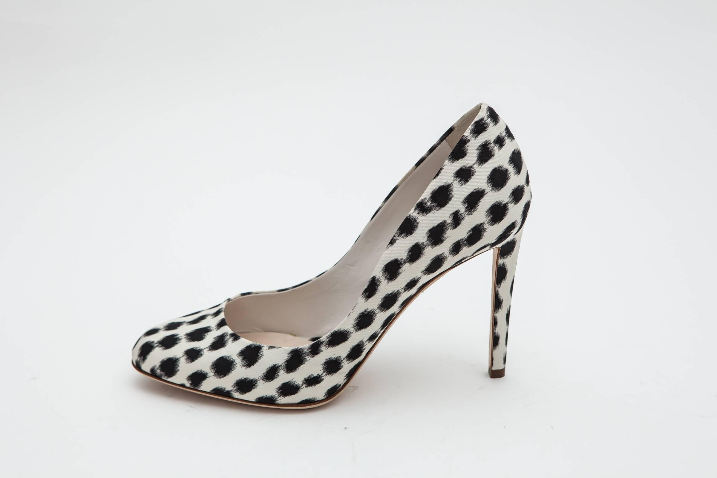 Women's Christian Dior Ivory and Black Patterned Pumps