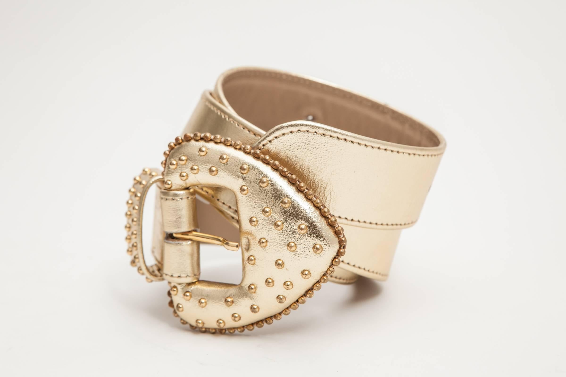 Yves Saint Laurent Gold Leather Belt In Excellent Condition In Bridgehampton, NY