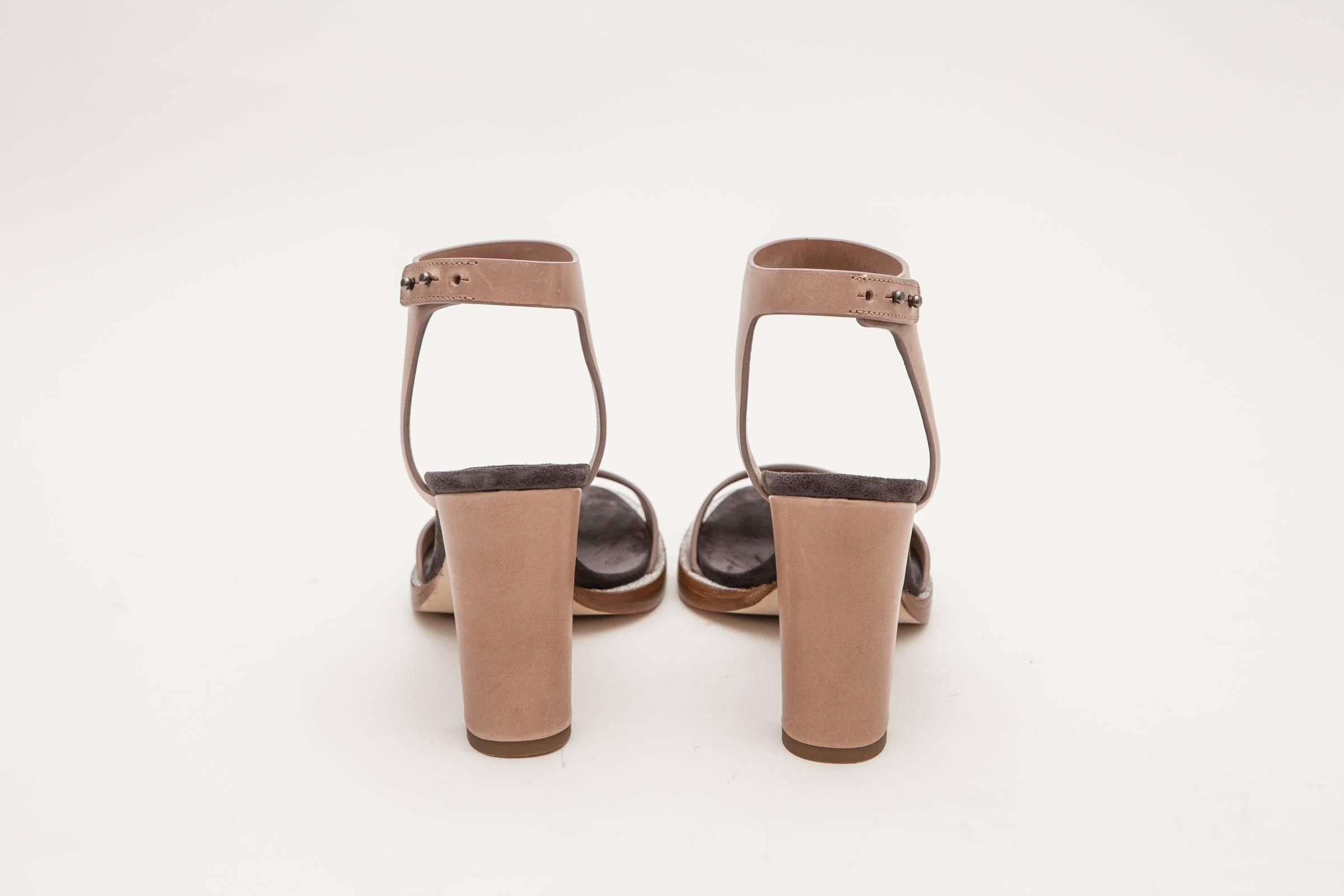 Brunello Cucinelli Tan Sandals  In Excellent Condition In Bridgehampton, NY