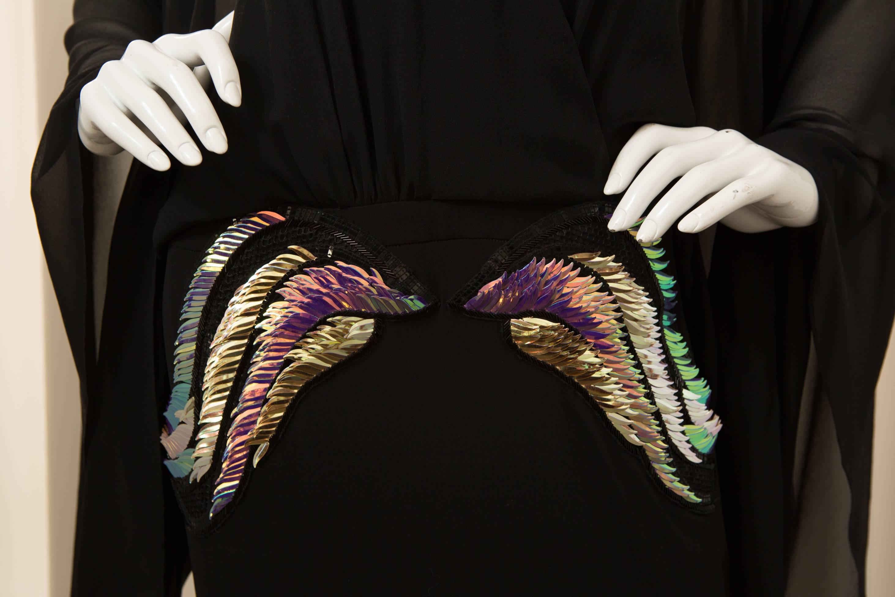 Gucci Black 'Butterfly Winged' Sleeve Gown 1