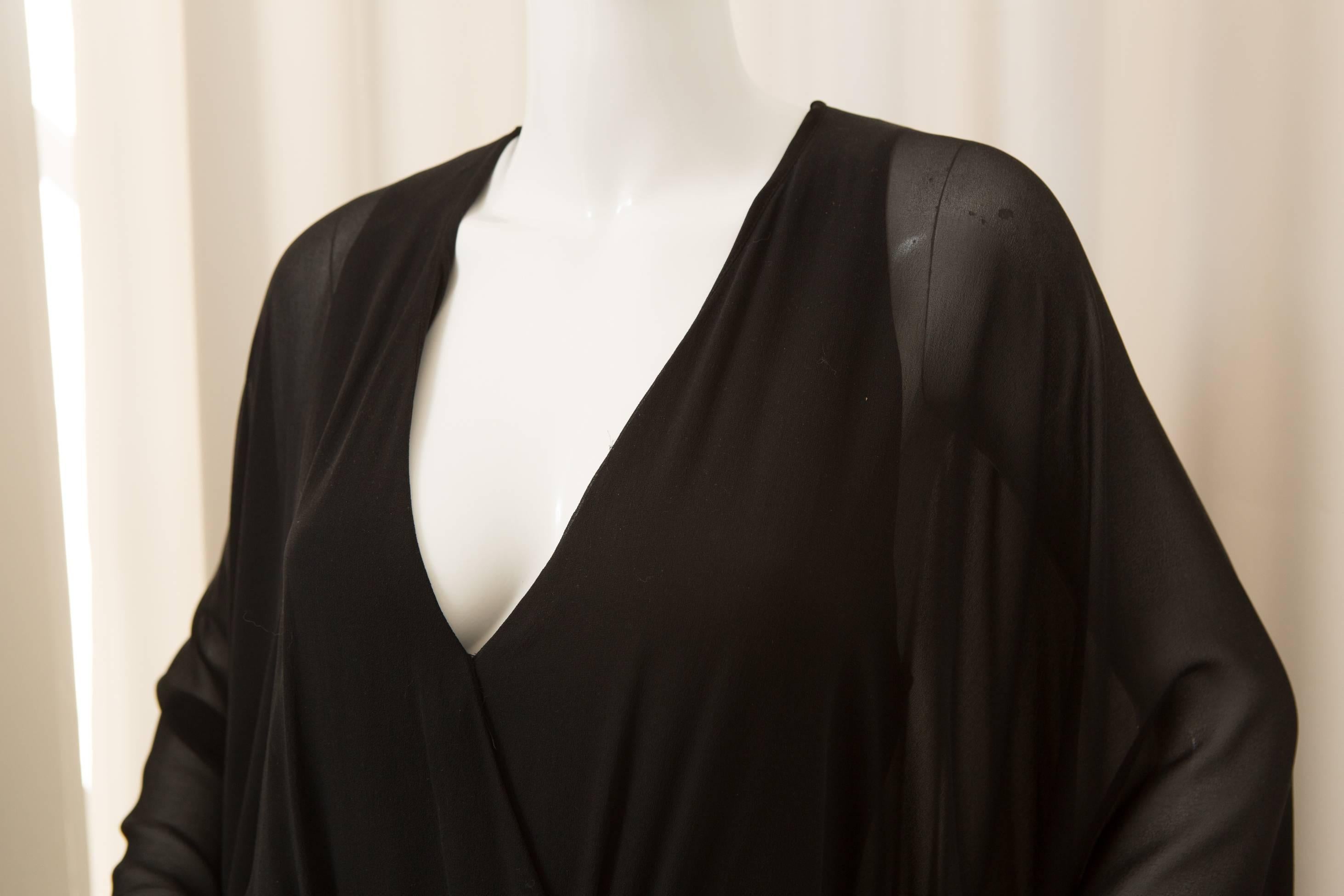 Gucci Black 'Butterfly Winged' Sleeve Gown In New Condition In Bridgehampton, NY