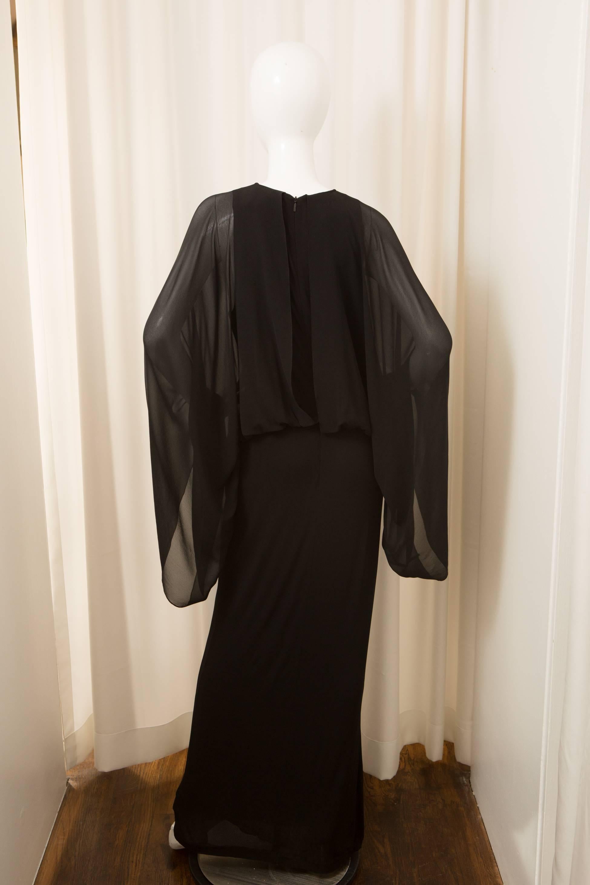 Gucci Black 'Butterfly Winged' Sleeve Gown 2
