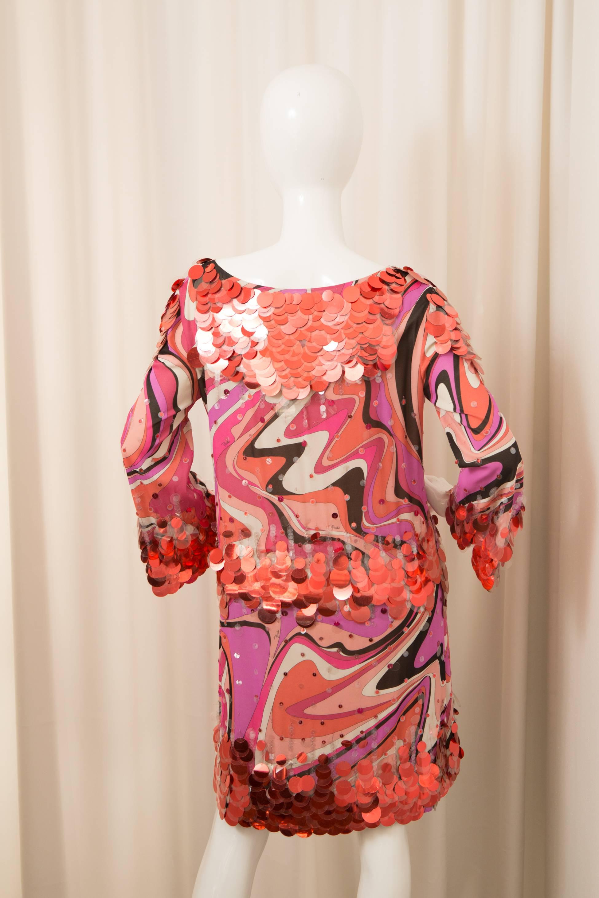 Pucci Multi-Colored Shift Dress with Paillette Detail 2