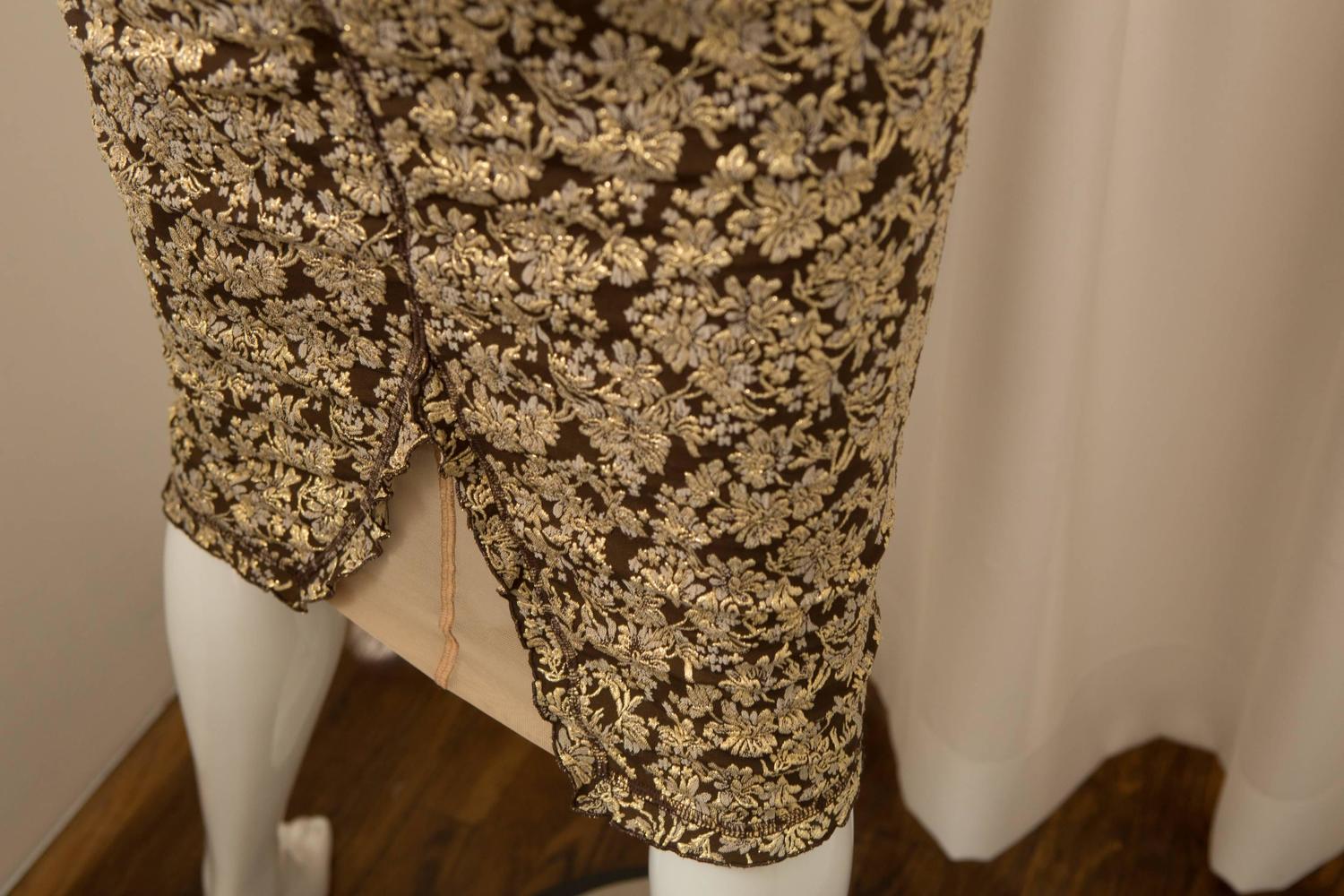 Marc Jacobs Gold and Brown Floral Brocade Dress For Sale at 1stdibs