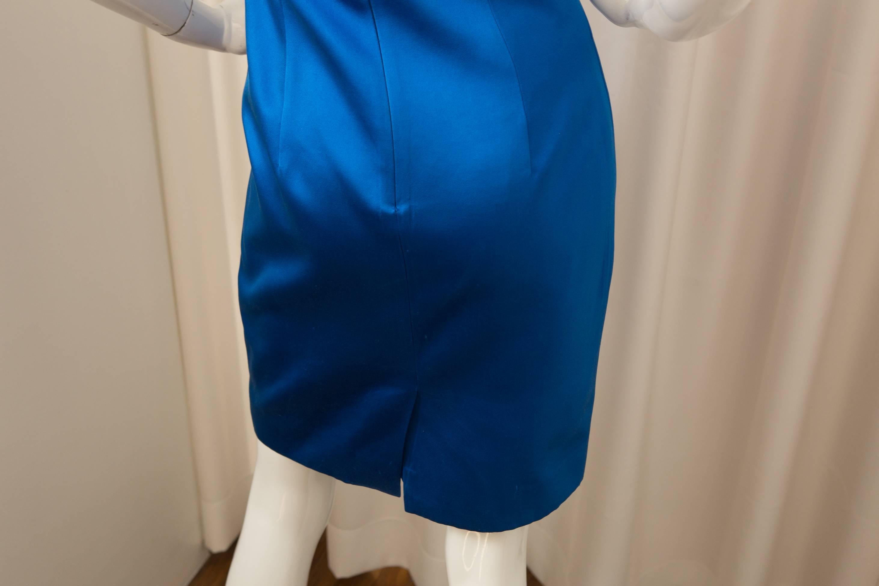 Alexander McQueen Royal Blue Short Sleeve Dress In Good Condition For Sale In Bridgehampton, NY