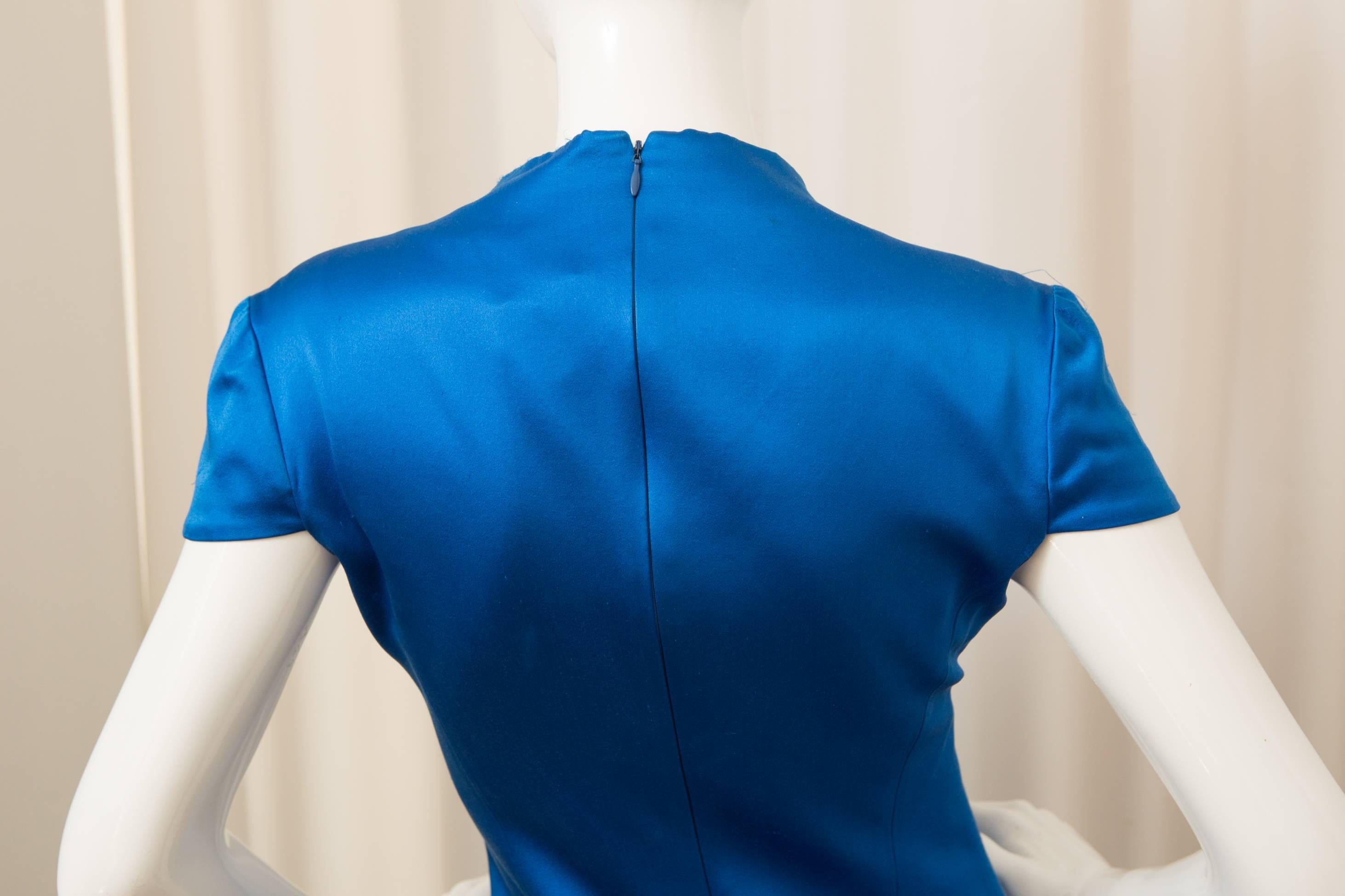 Alexander McQueen Royal Blue Short Sleeve Dress For Sale 3