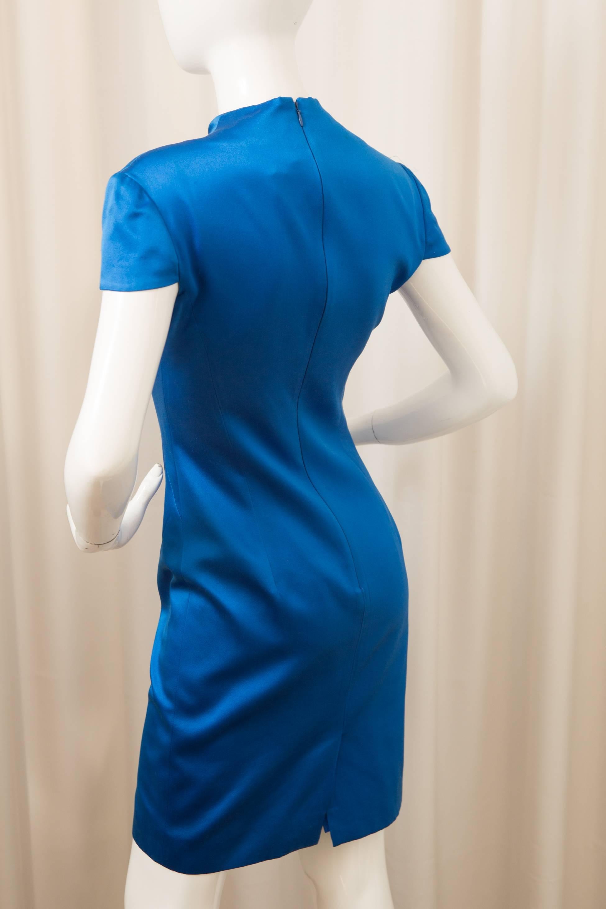 Alexander McQueen Royal Blue Short Sleeve Dress For Sale 2