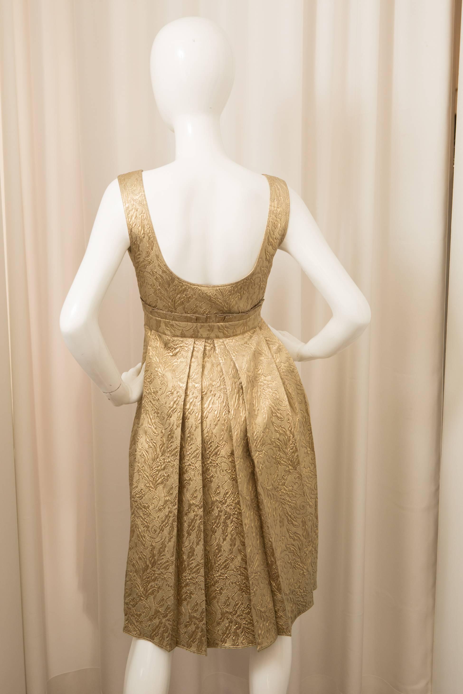 Empire waist brocade gold dress