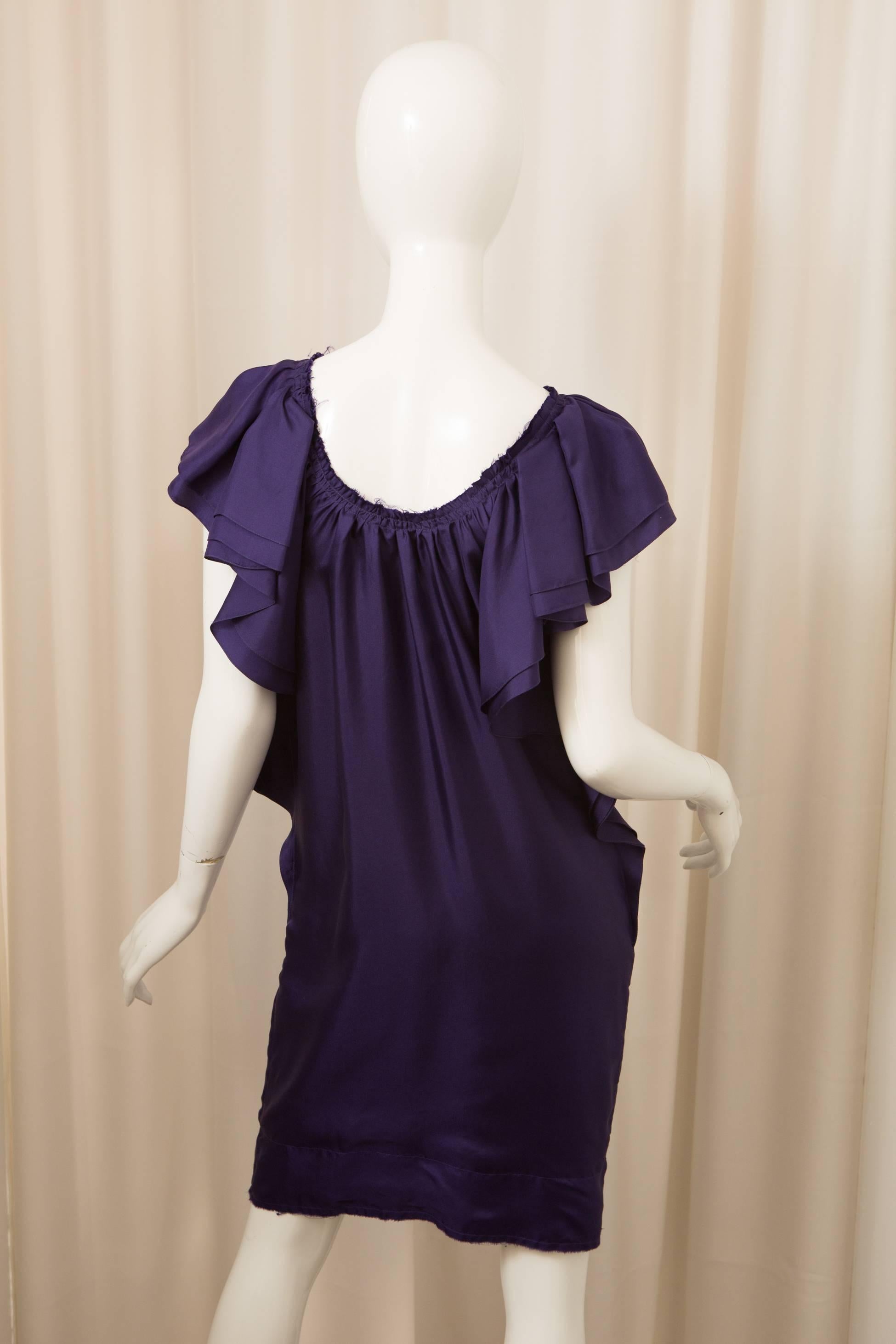 Women's Lanvin Silk Purple Ruffle Dress