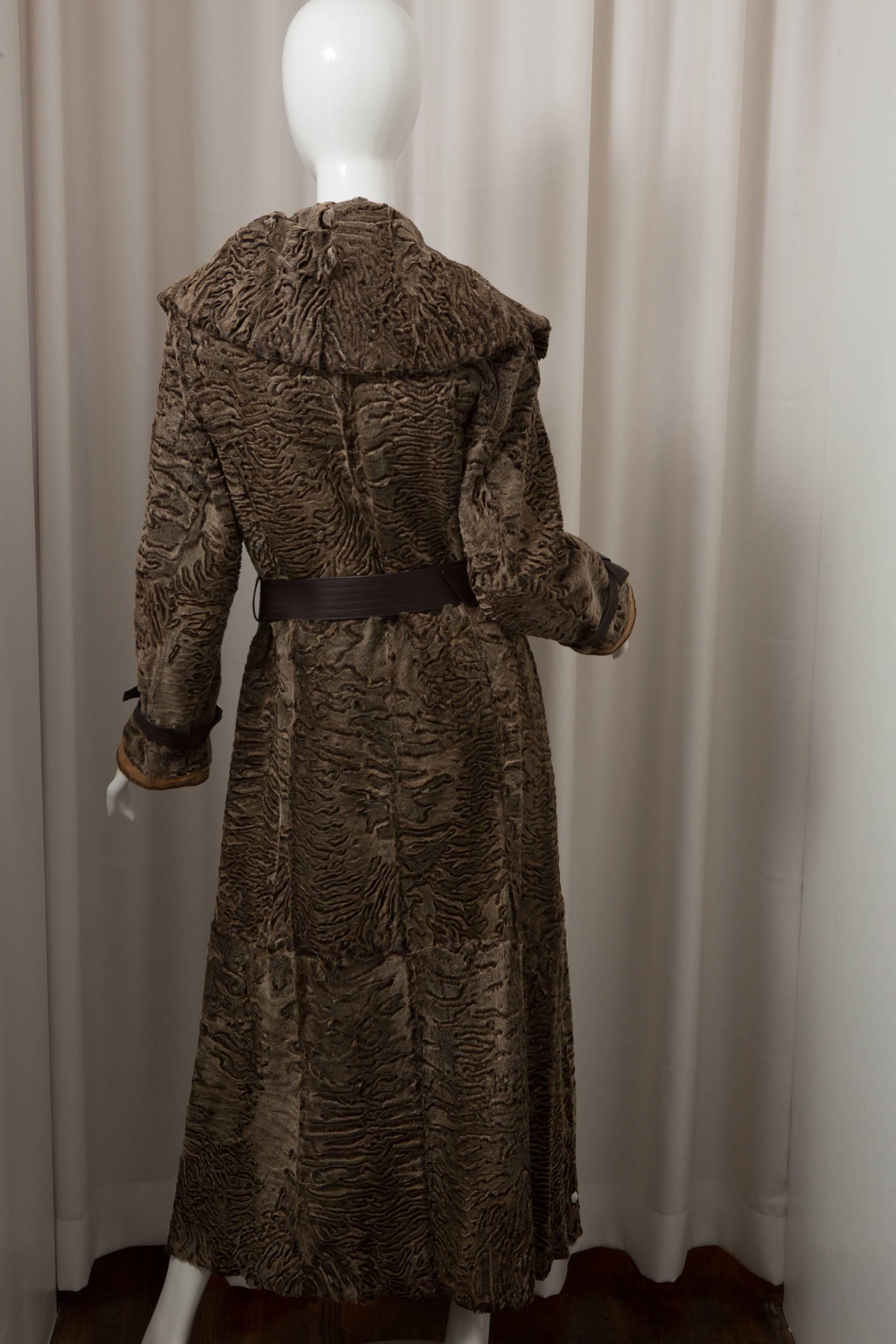 Black Giuliana Teso Broadtail Coat With Belt And Gold Hardware