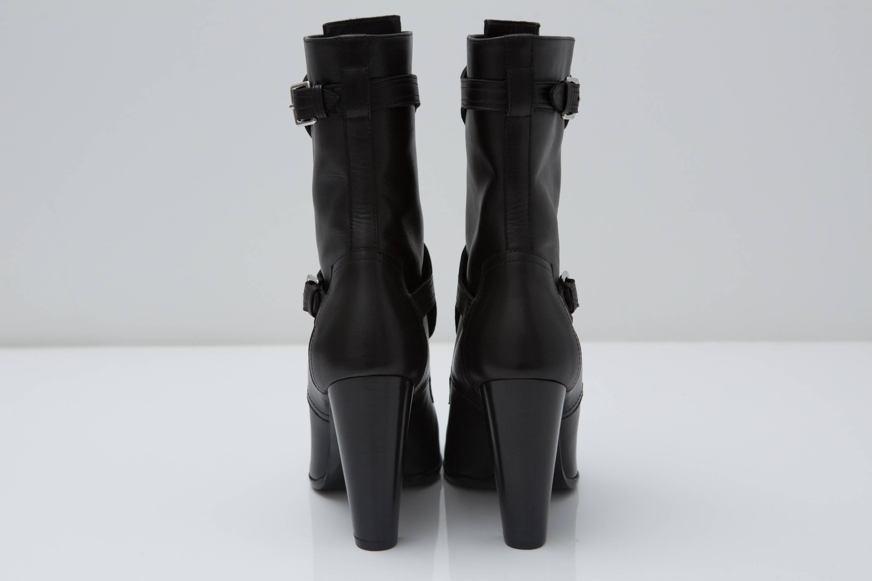 Women's Hermes Black Leather Boots 
