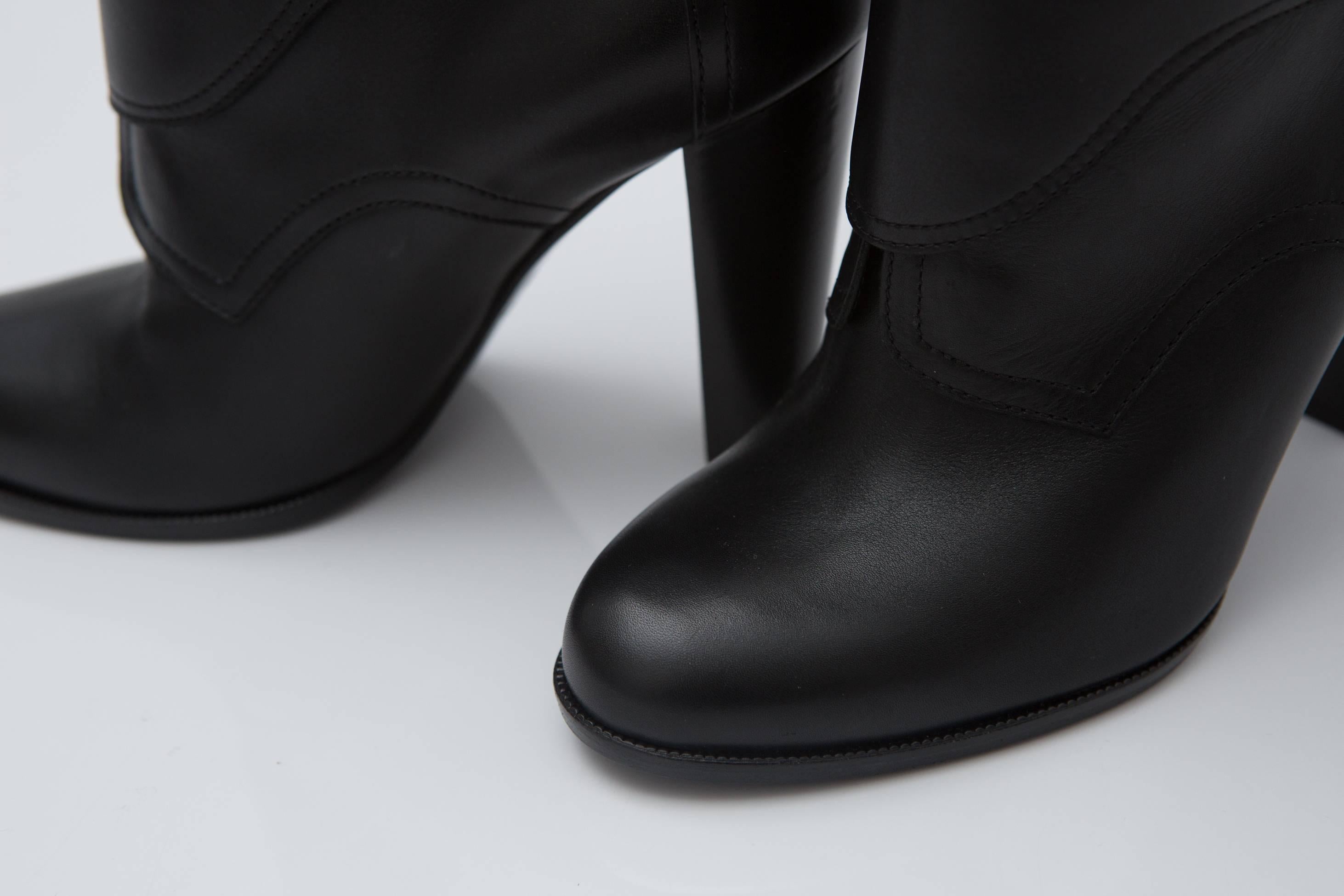 Hermes Black Leather Boots  4