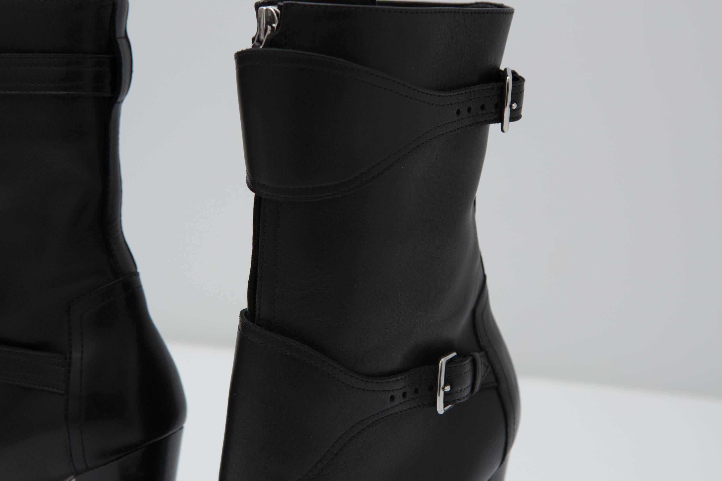 Hermes Black Leather Boots  1