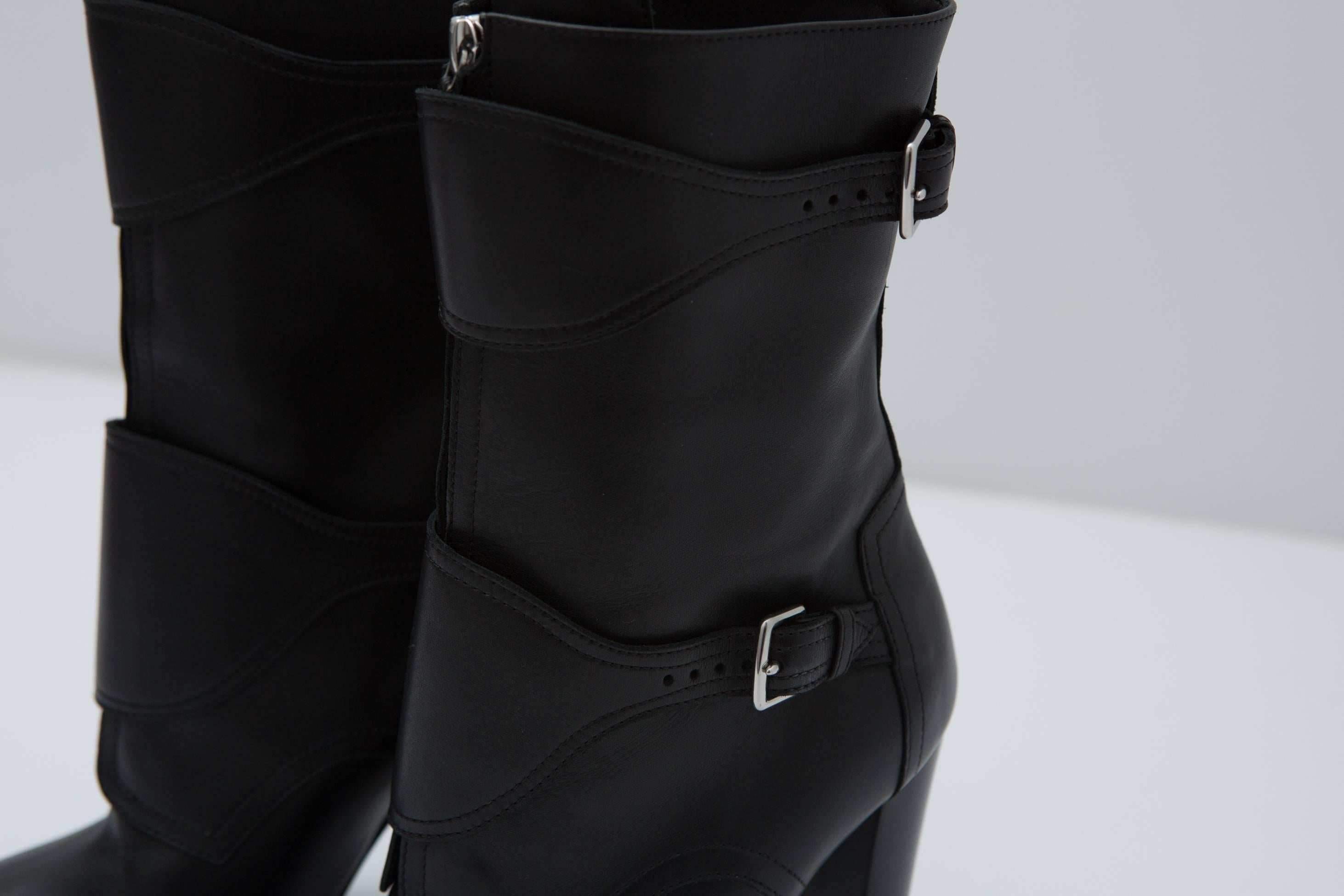 Hermes Black Leather Boots  2