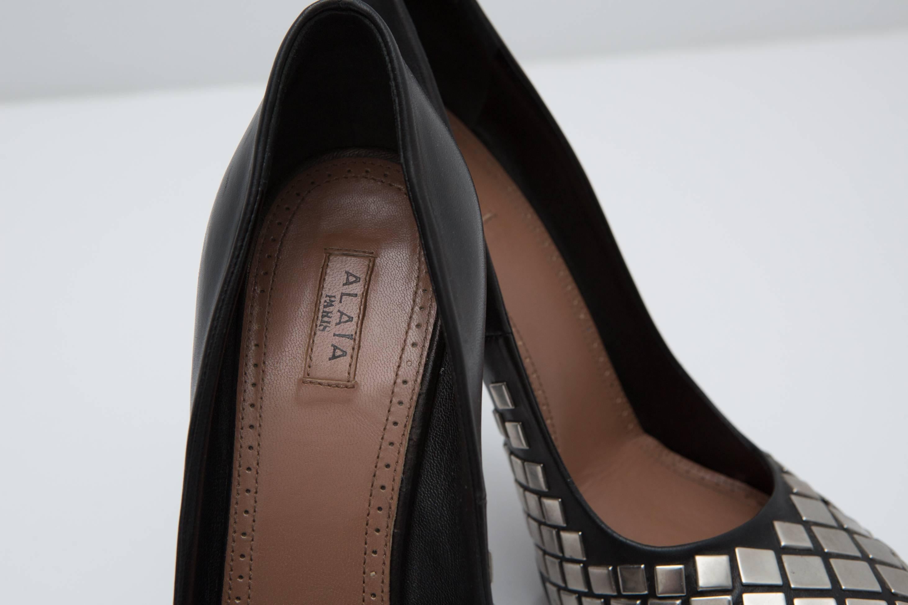 Alaia Black Heeled Pumps with Silver Stud Detail 2