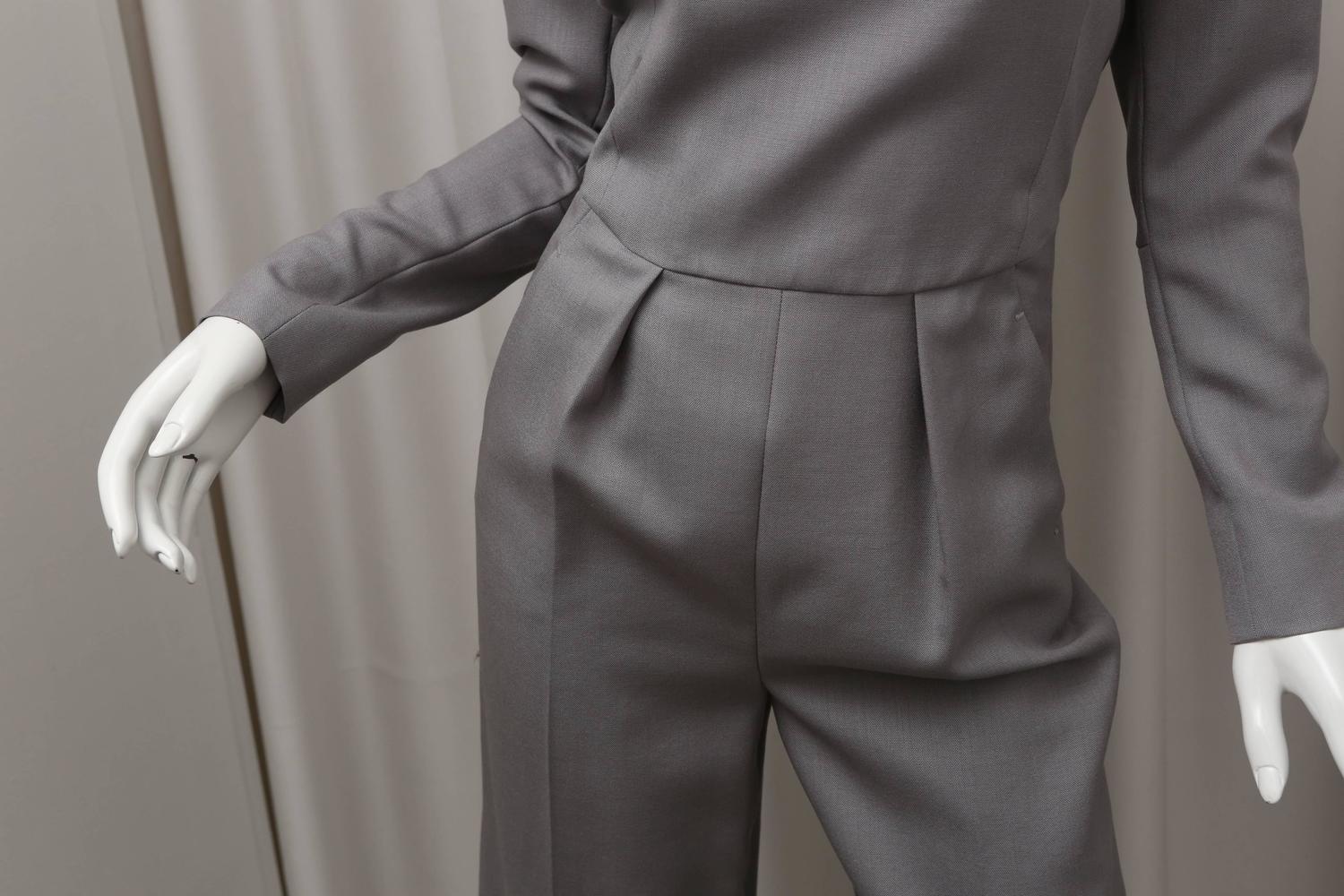 YSL Grey Wool Jumpsuit For Sale at 1stdibs