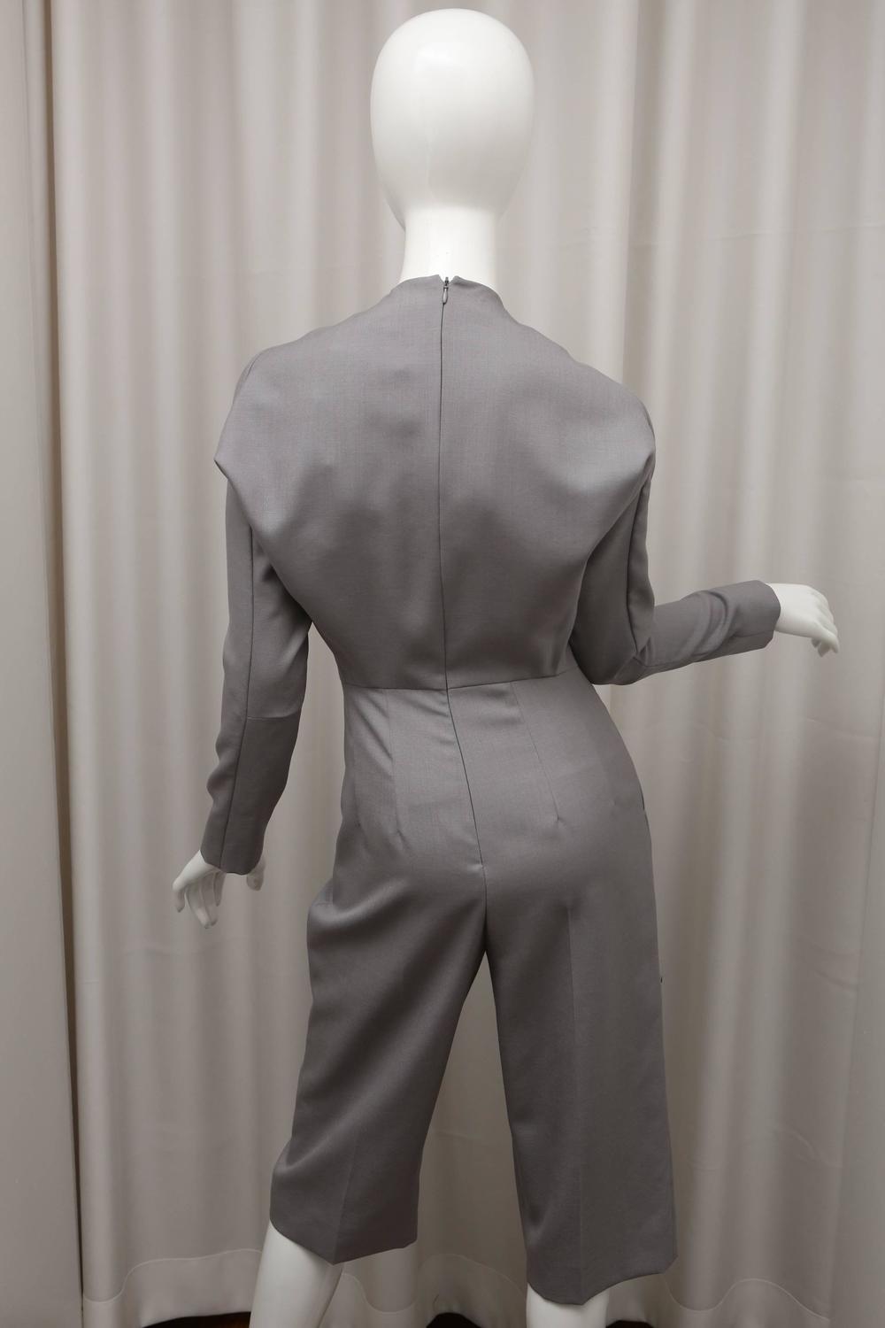 YSL Grey Wool Jumpsuit For Sale at 1stdibs