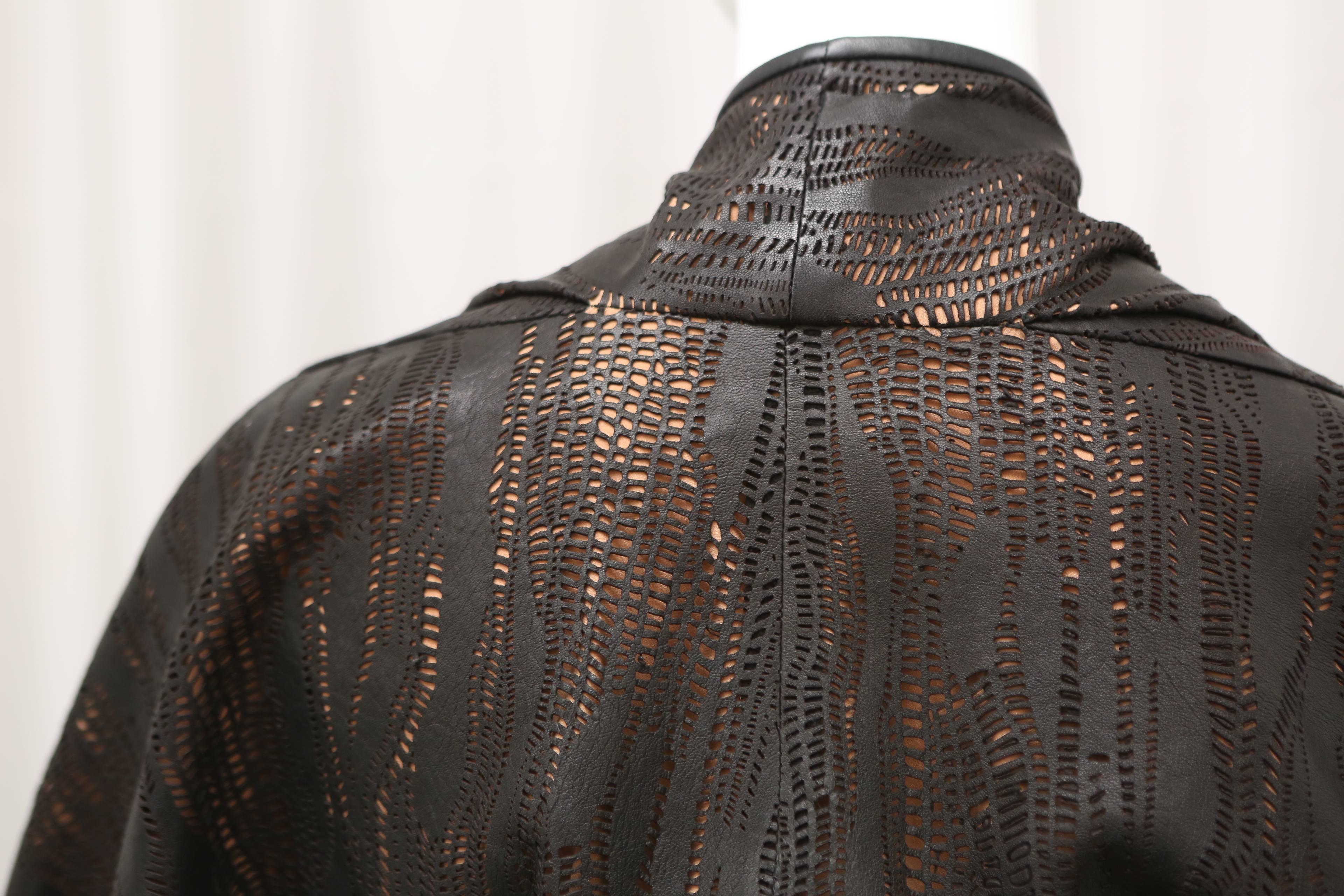 Women's Zero Maria Cornejo Leather Lazer Cut 'Kimono' Style Jacket For Sale