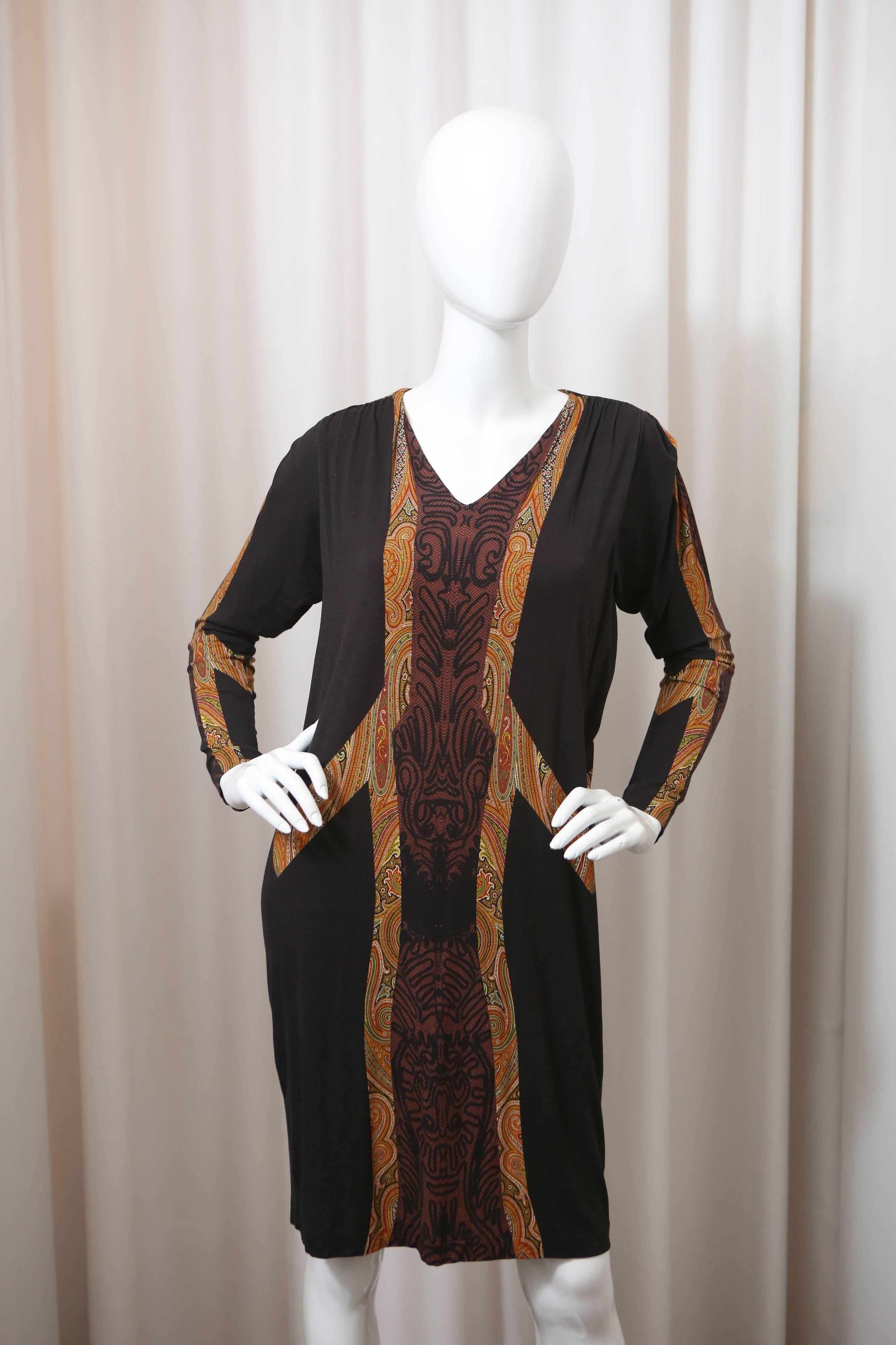 ETRO Black Paisley Patterned Dress In Excellent Condition In Bridgehampton, NY