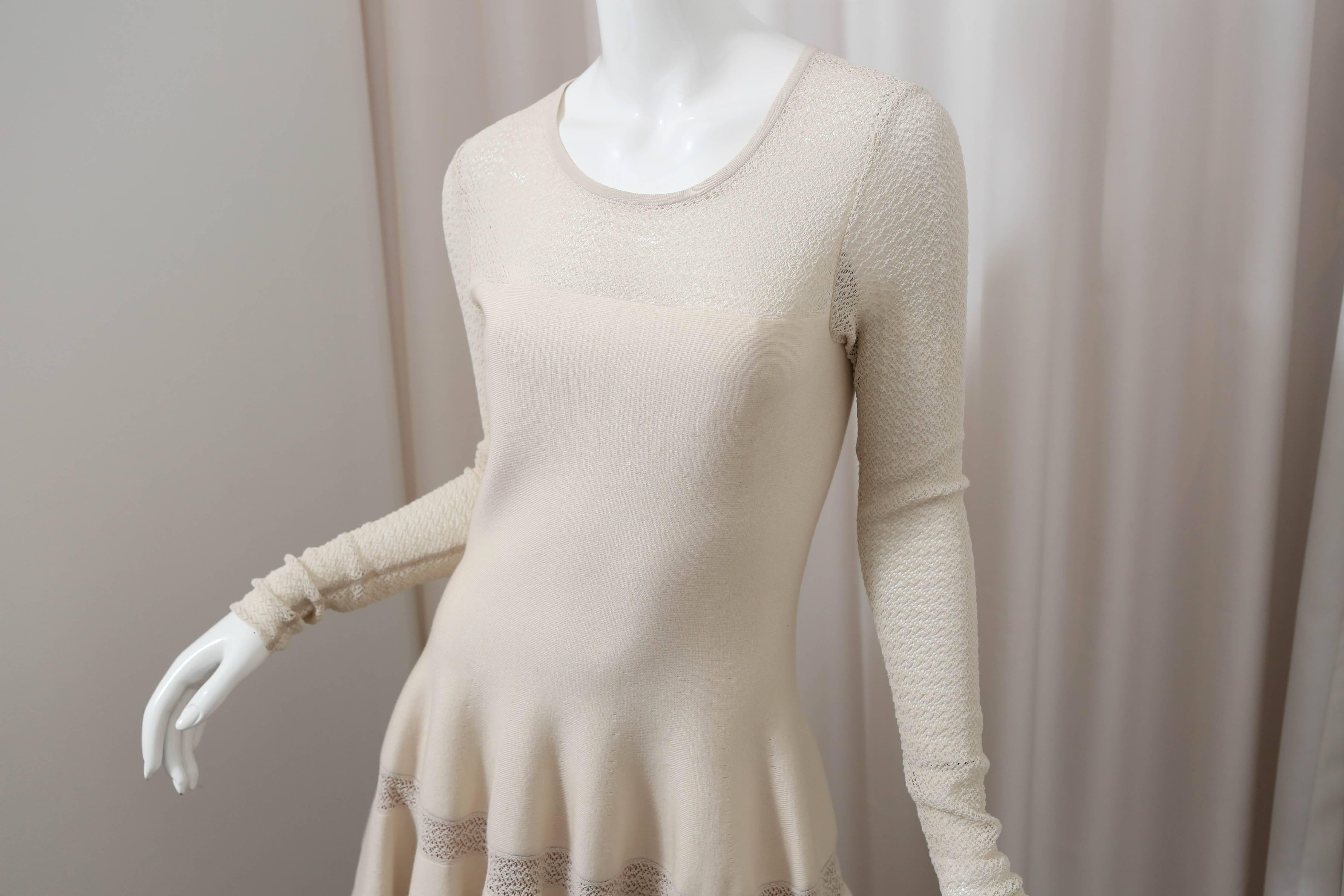 Beige Alaia Cream Knit Dress