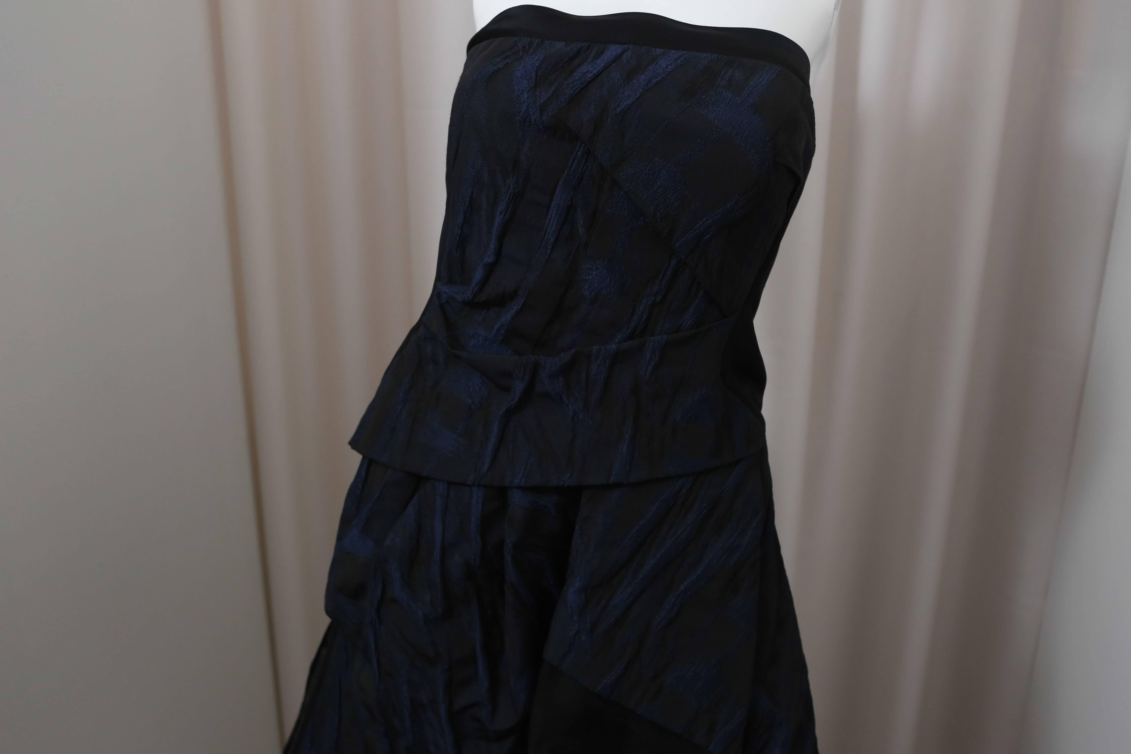 J.Mendel Navy/Black Strapless Dress 1