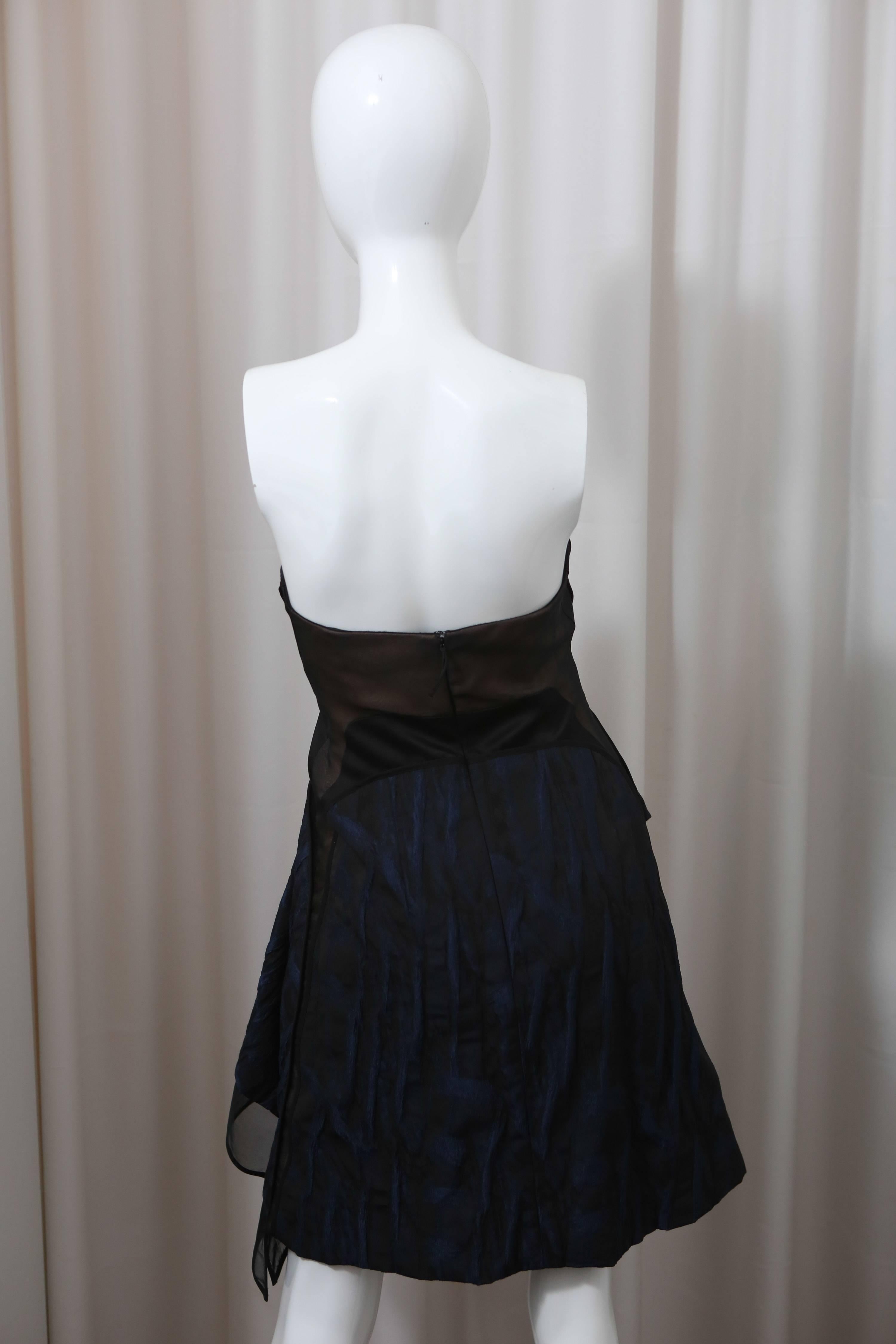 J.Mendel Navy/Black Strapless Dress 2
