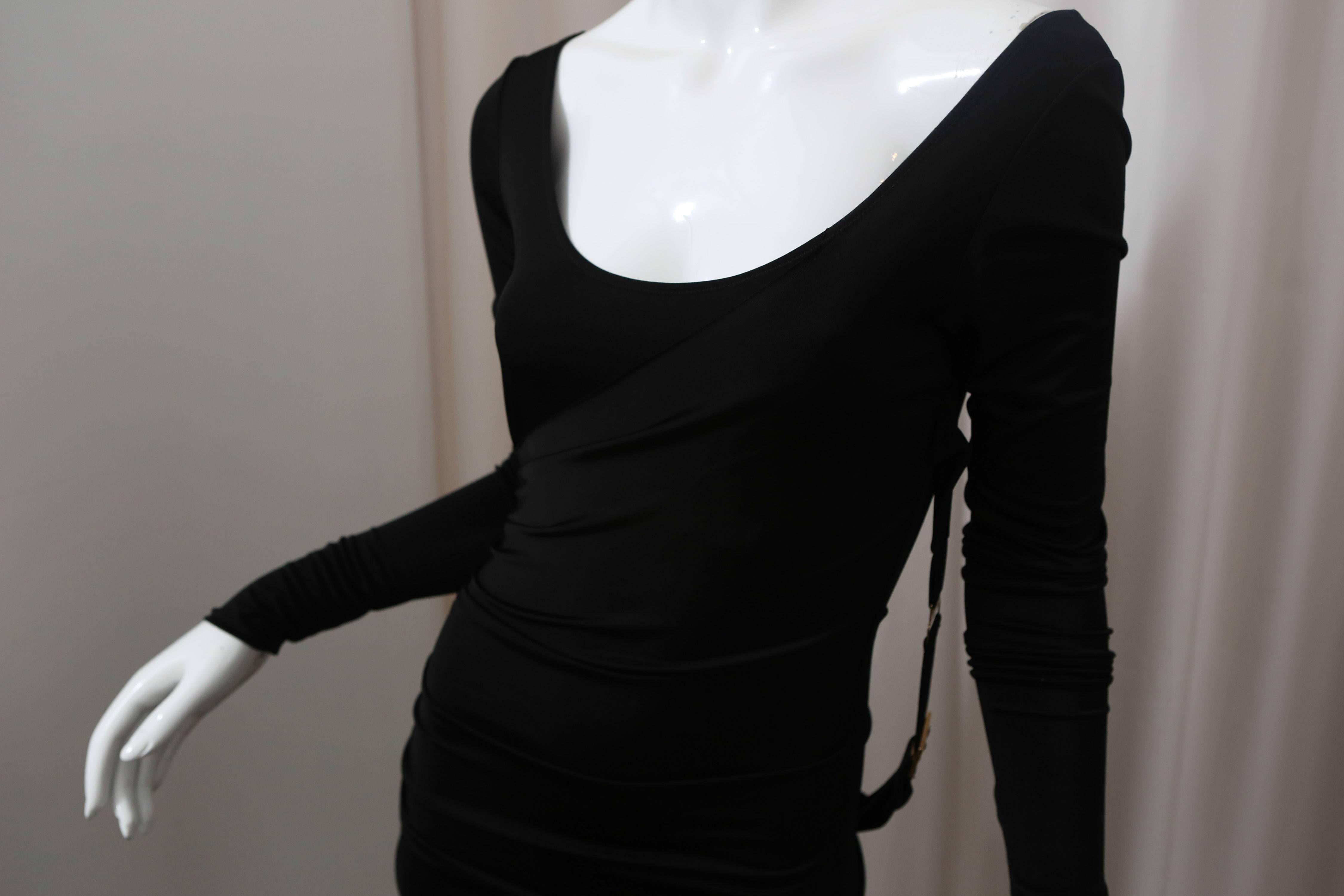 Gucci  Black Wrap Dress In Excellent Condition In Bridgehampton, NY