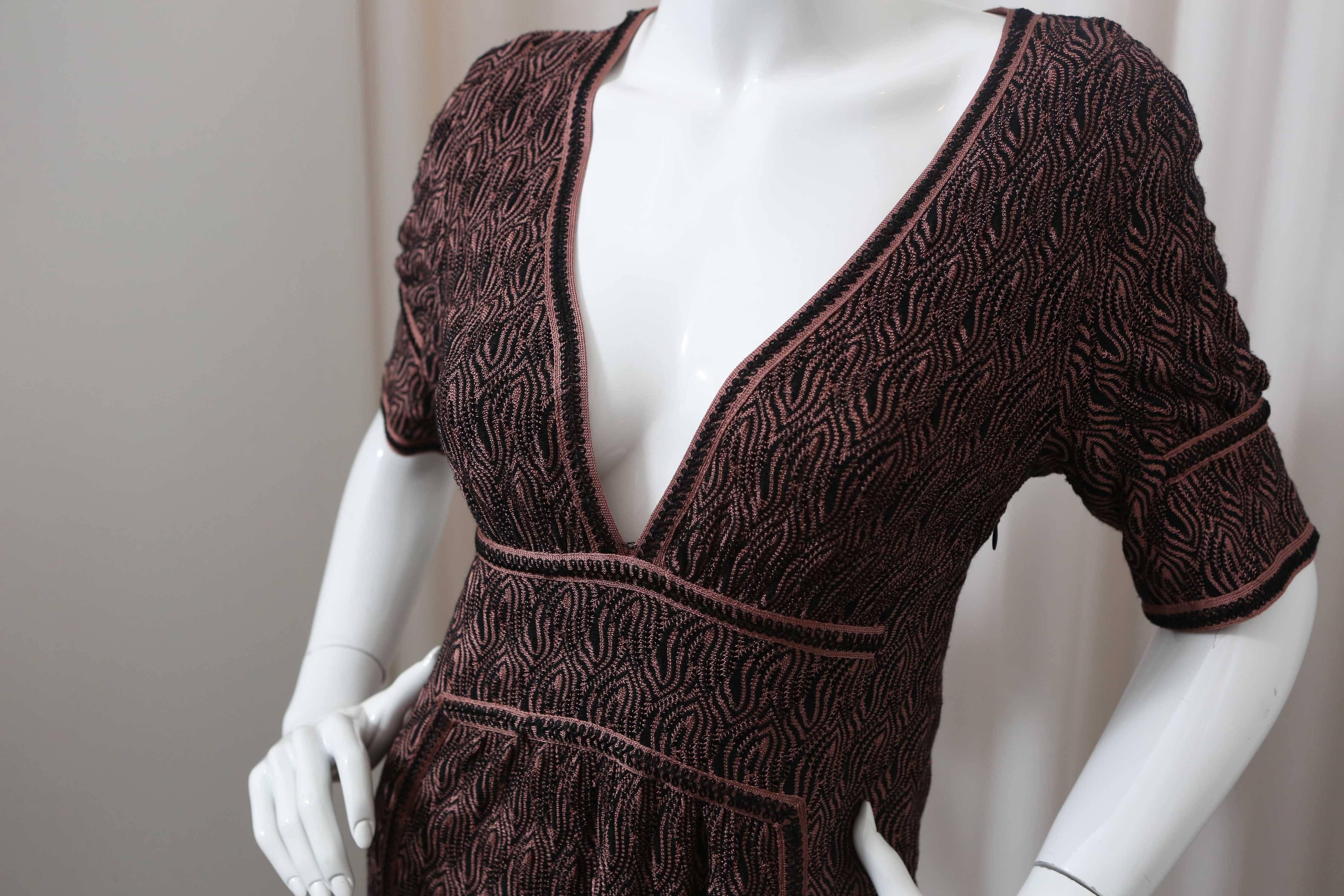 Black and brown silk knit tunic dress.