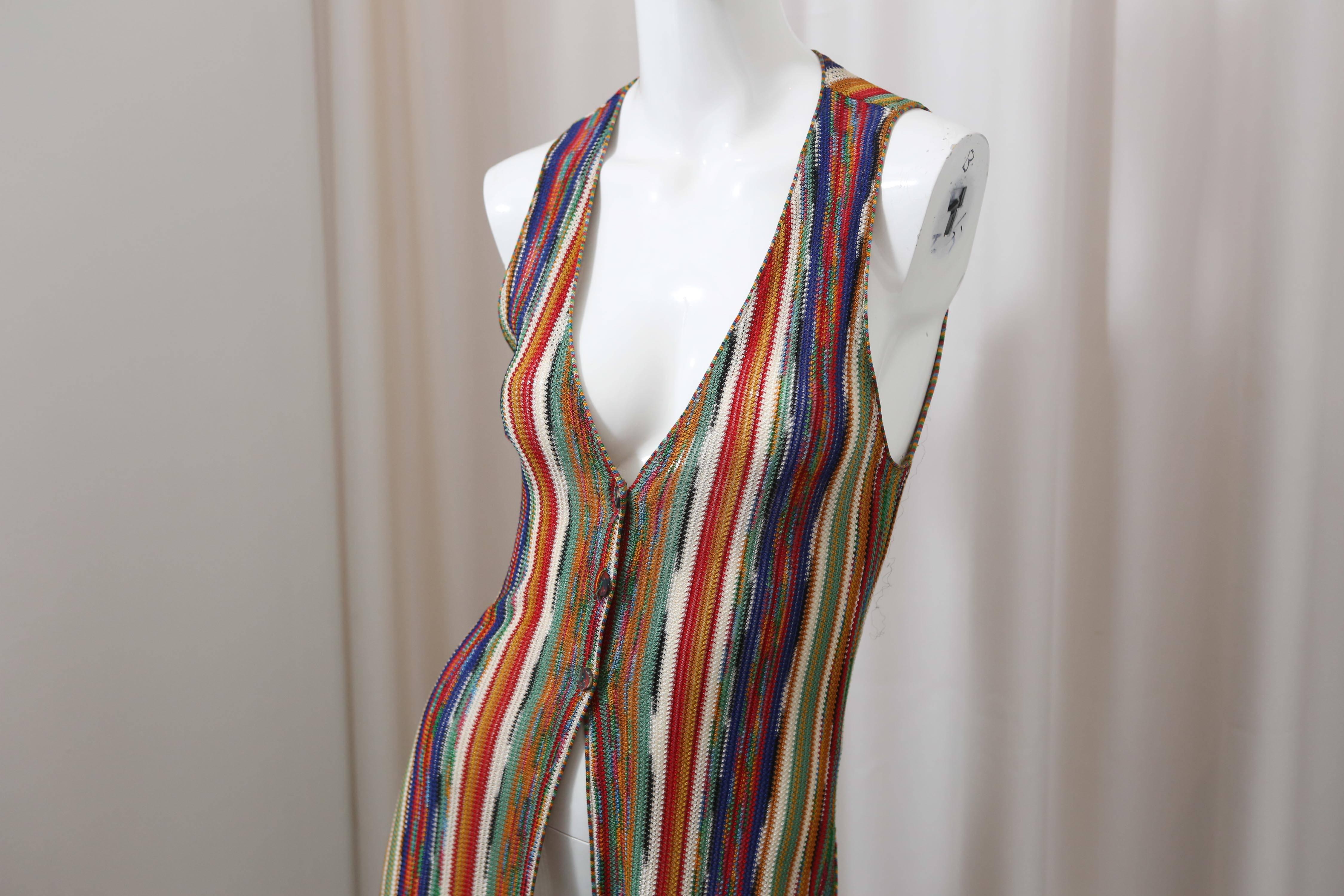 Missoni Mulit-Colored Striped long Knit Vest In Excellent Condition In Bridgehampton, NY