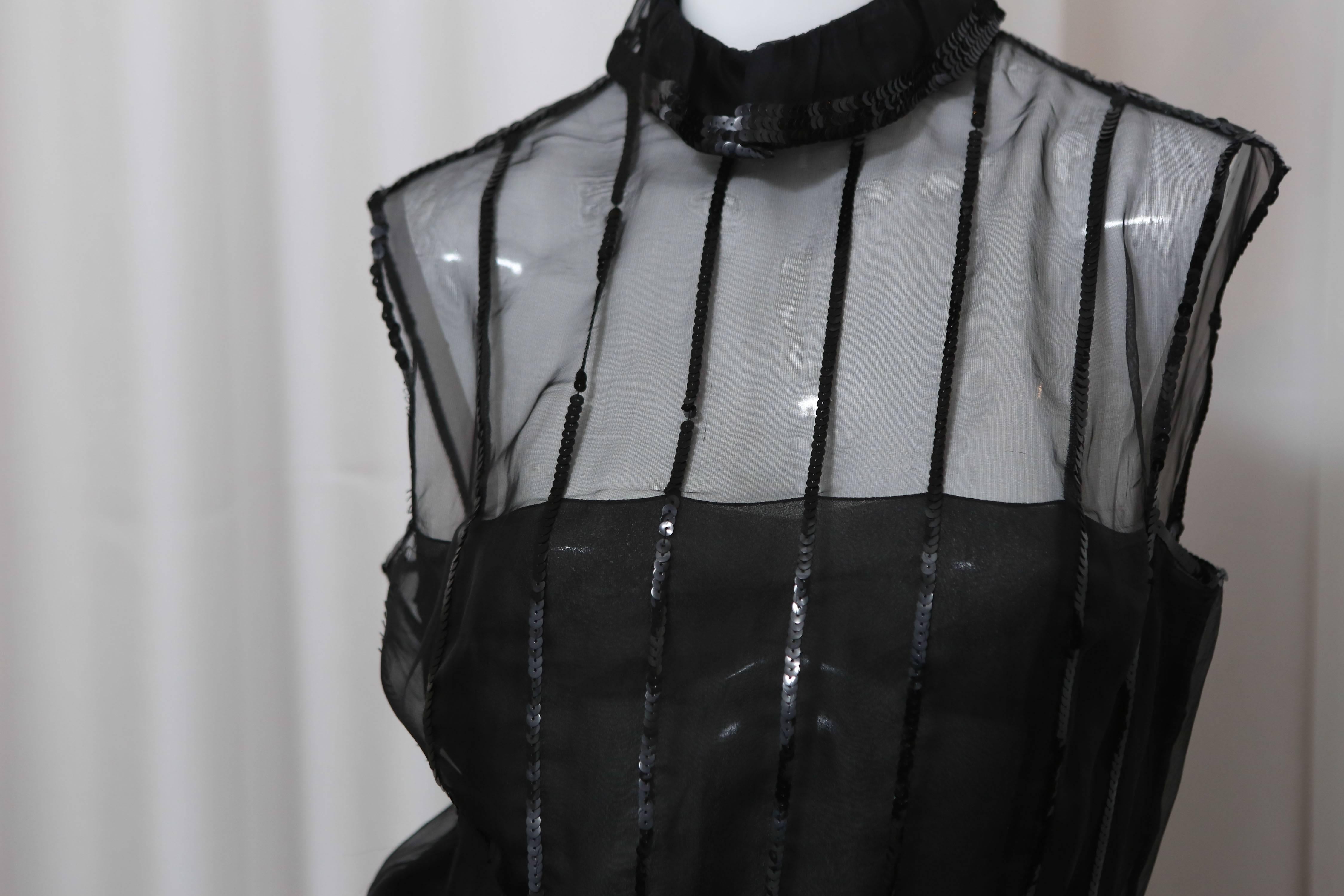 Chanel Black Silk Sheer Top In Excellent Condition In Bridgehampton, NY