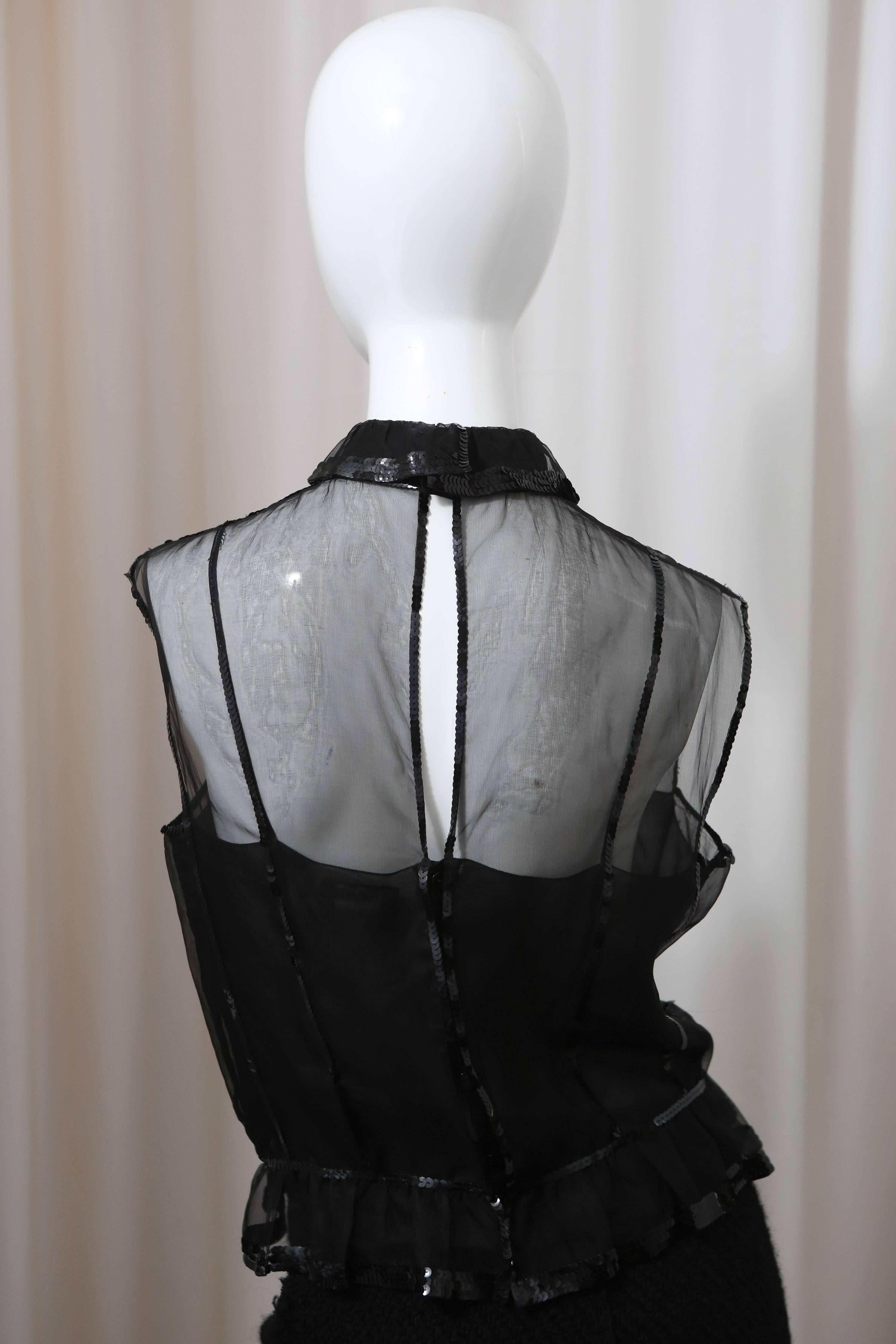 Women's Chanel Black Silk Sheer Top