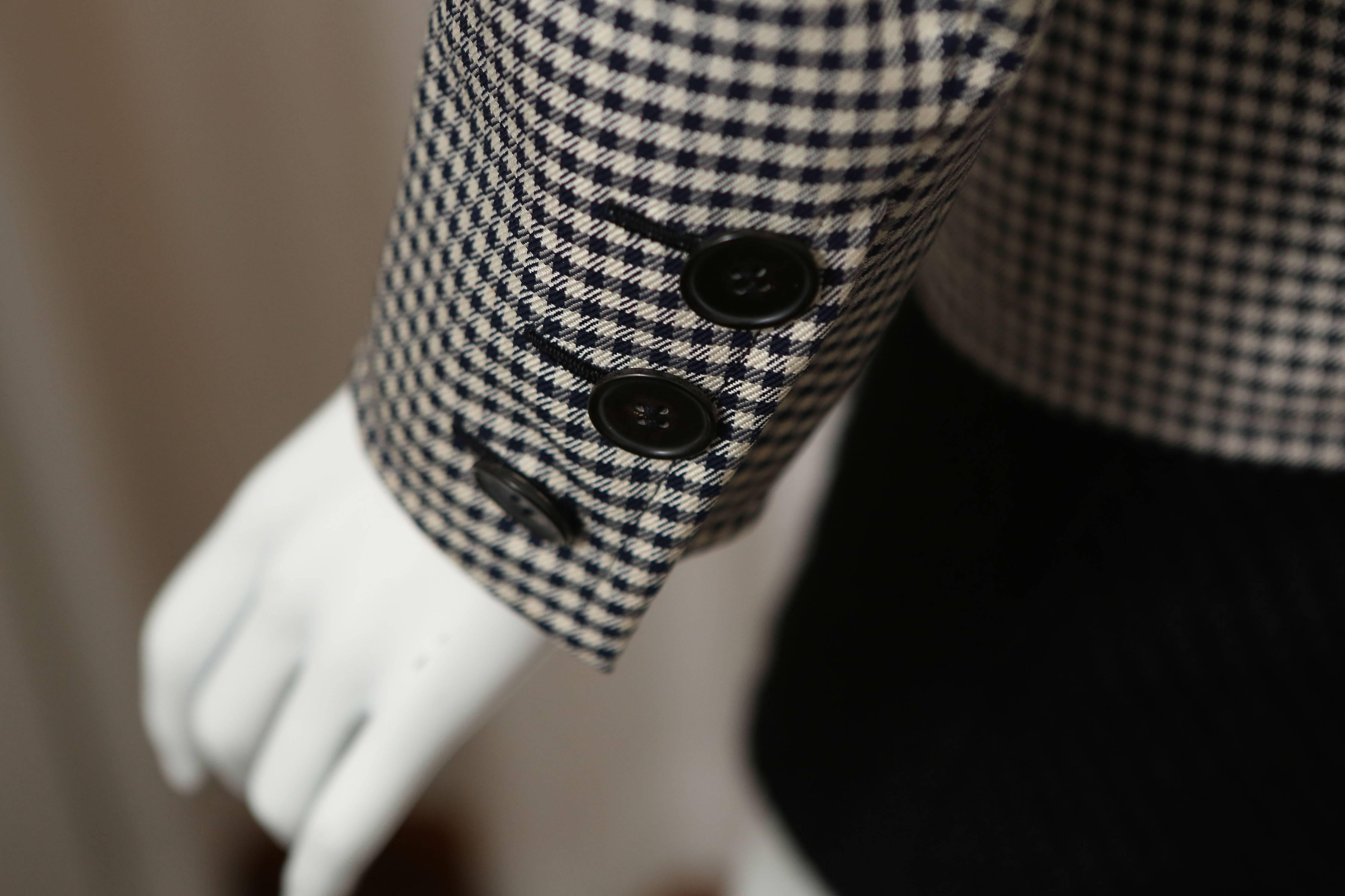 YSL Black and White Houndstooth Blazer In Excellent Condition In Bridgehampton, NY