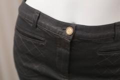 Chanel Grey Denim Pencil Style Skirt with 'CC' Button