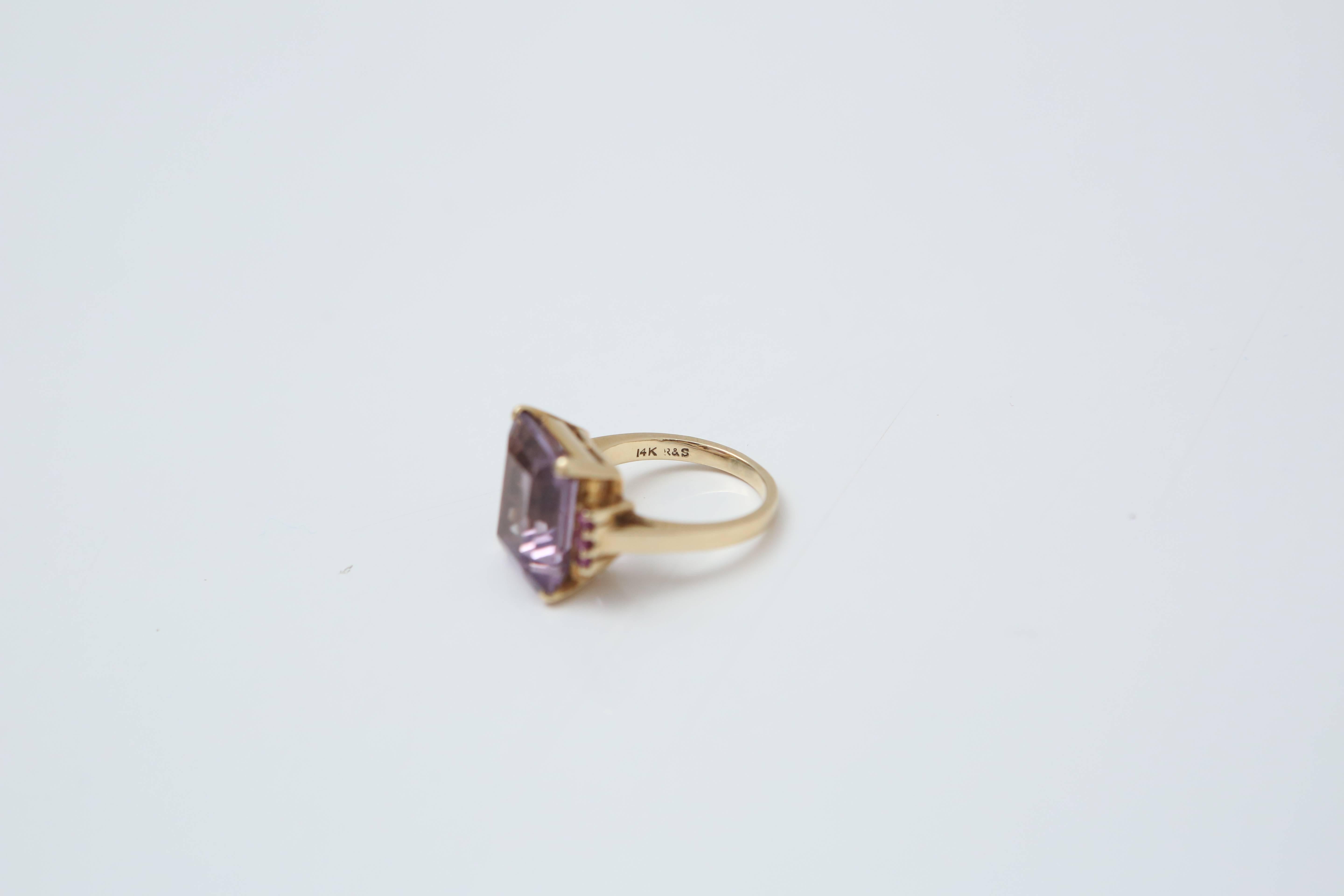 Amethyst/Ruby 14K Gold Cocktail Ring 1